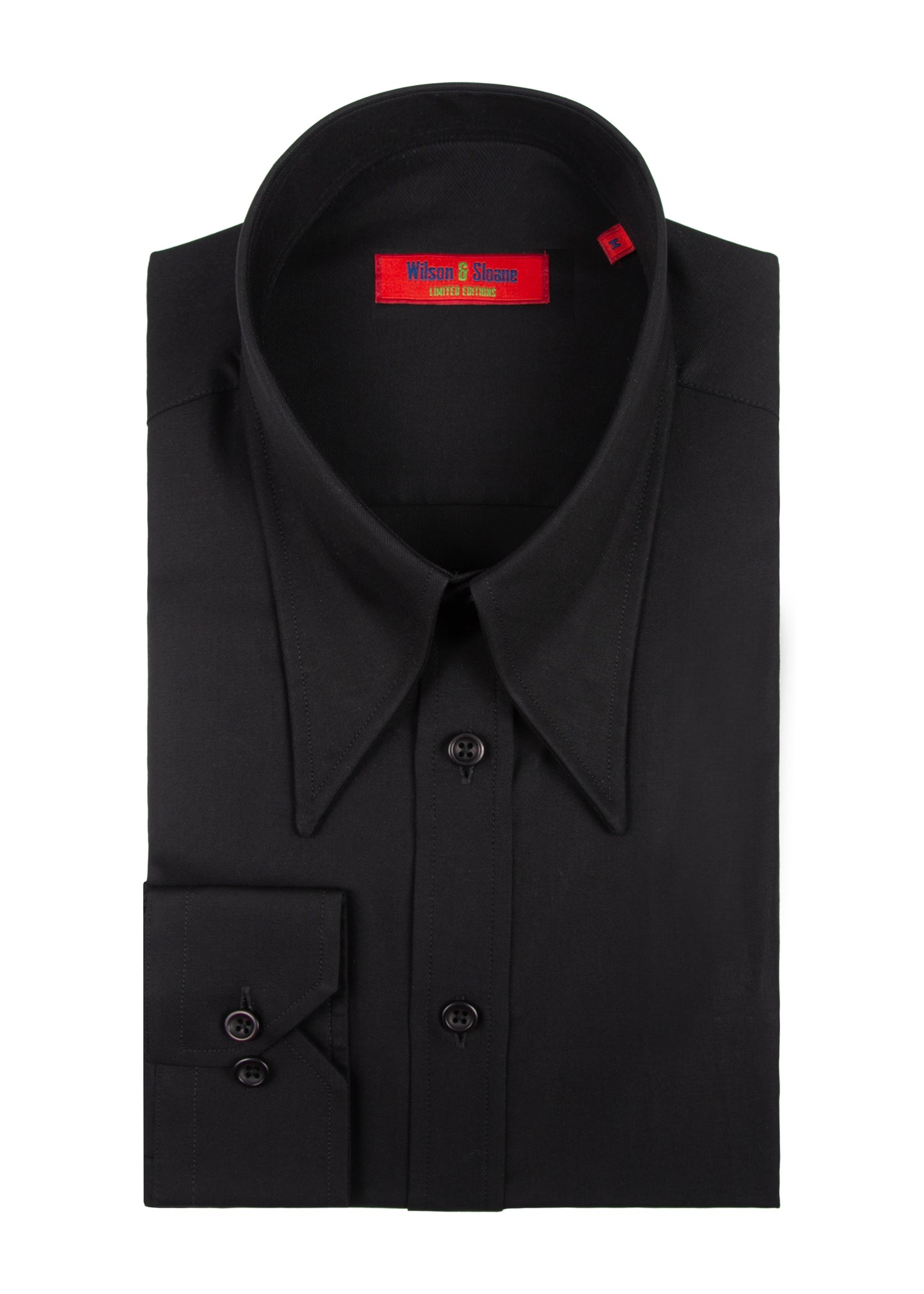 Black Spearpoint Collar Shirt