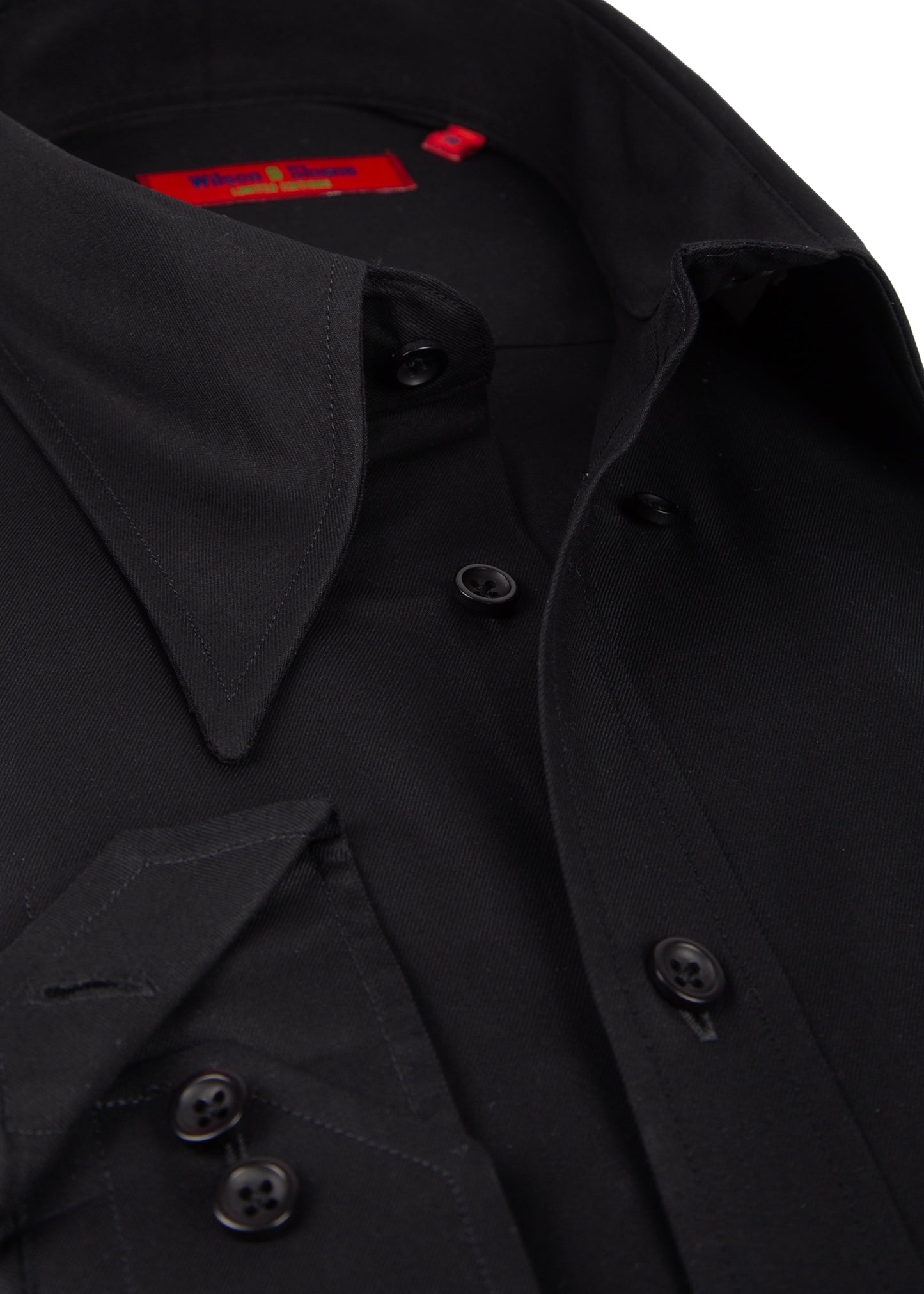 Black Spearpoint Collar Shirt