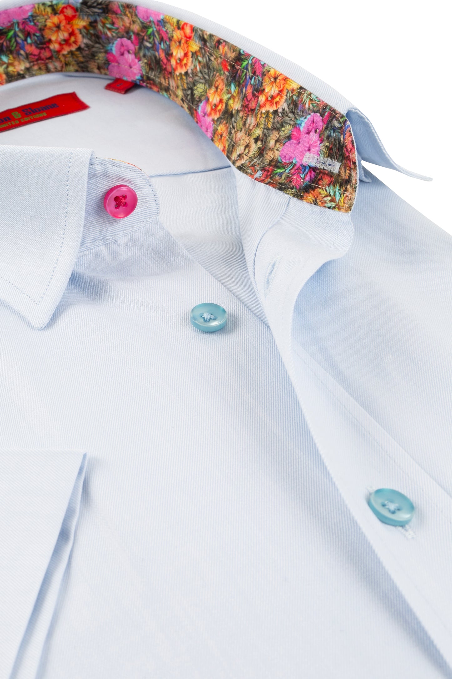 High Quality Men's Short Sleeve Sky Blue Shirt with Lining Detail