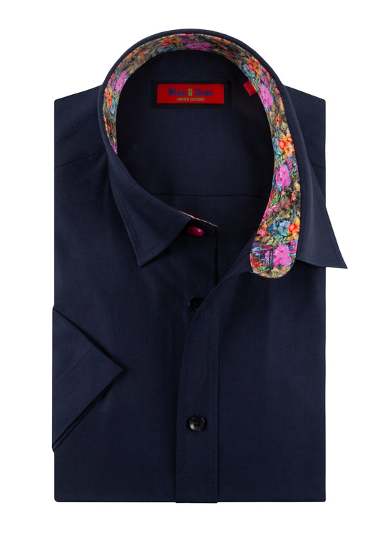 High Quality Men's Navy Shirt with Lining Detail