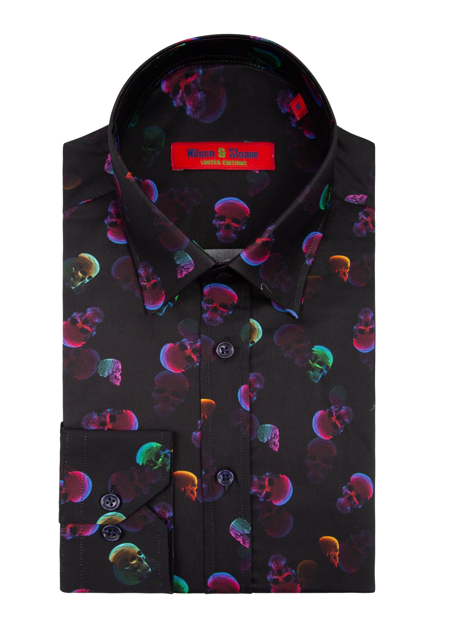 Mens Skull Dress Shirt | Bold Neon Skull Print