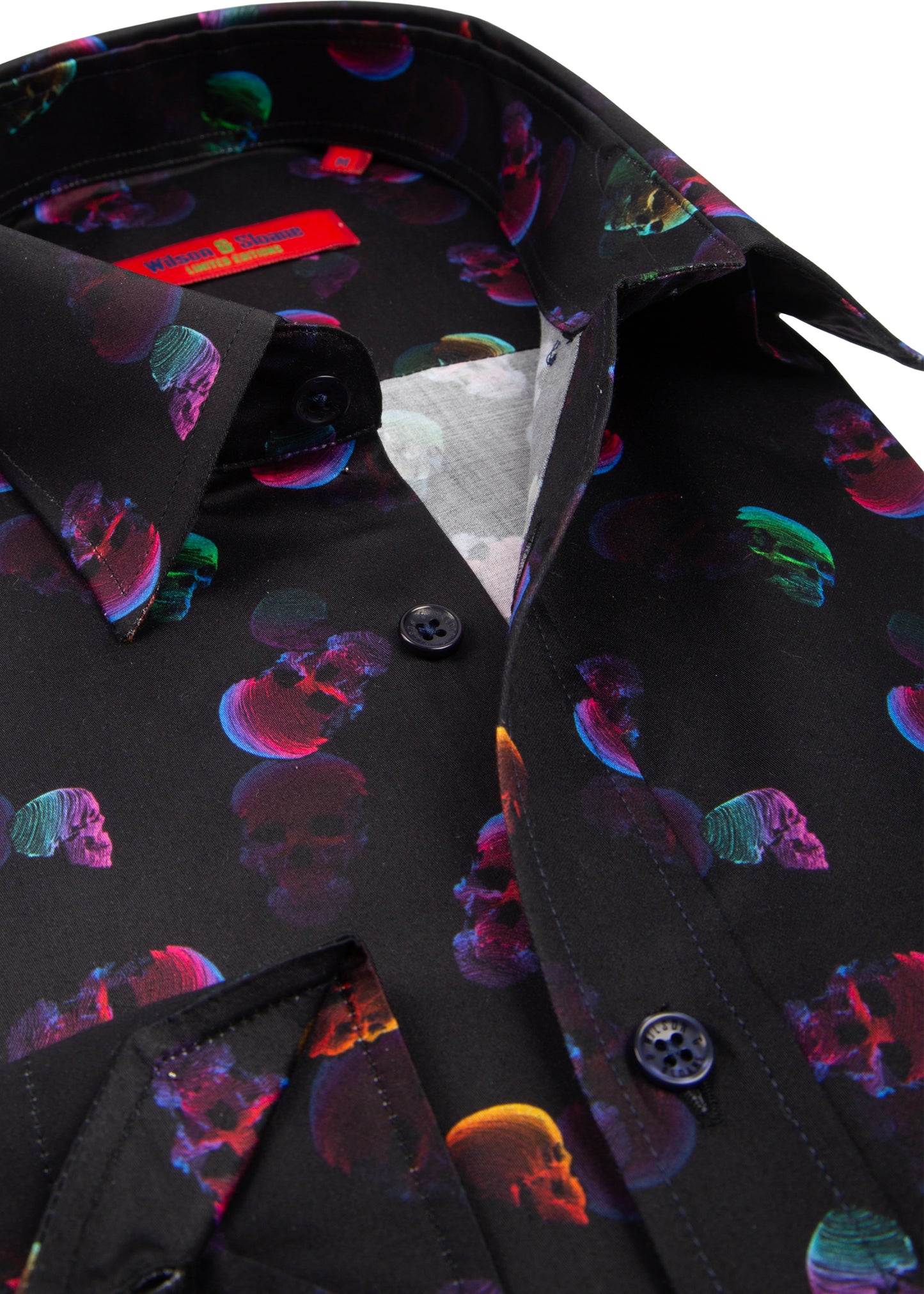 Mens Skull Dress Shirt | Bold Neon Skull Print