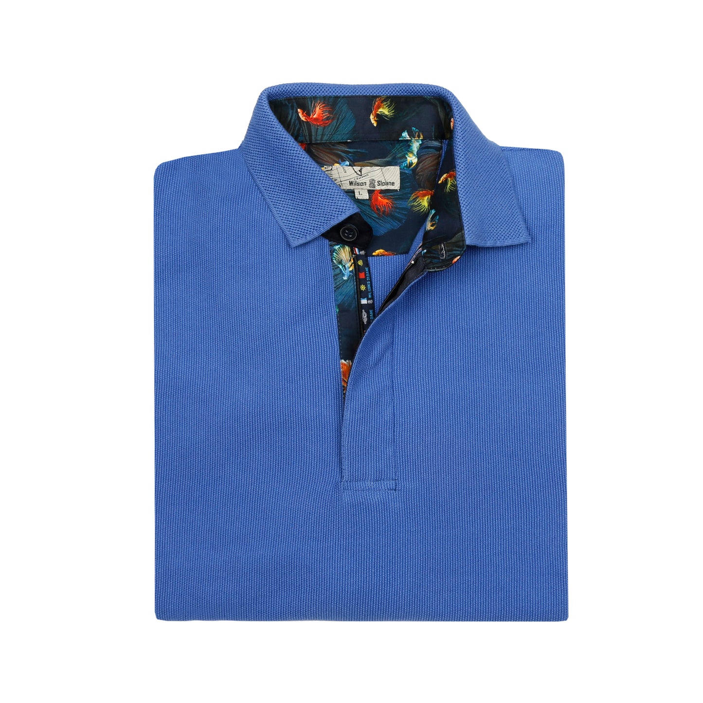 Indigo Hitch Polo Neck Quarter-Zip Short Sleeve Top
