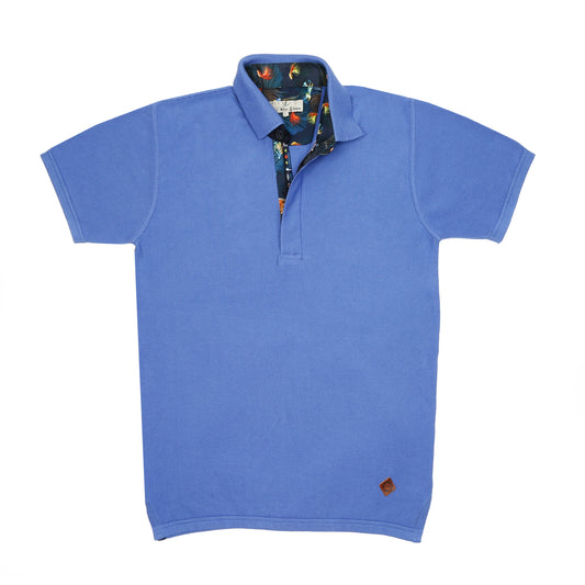 Indigo Hitch Polo Neck Quarter-Zip Short Sleeve Top