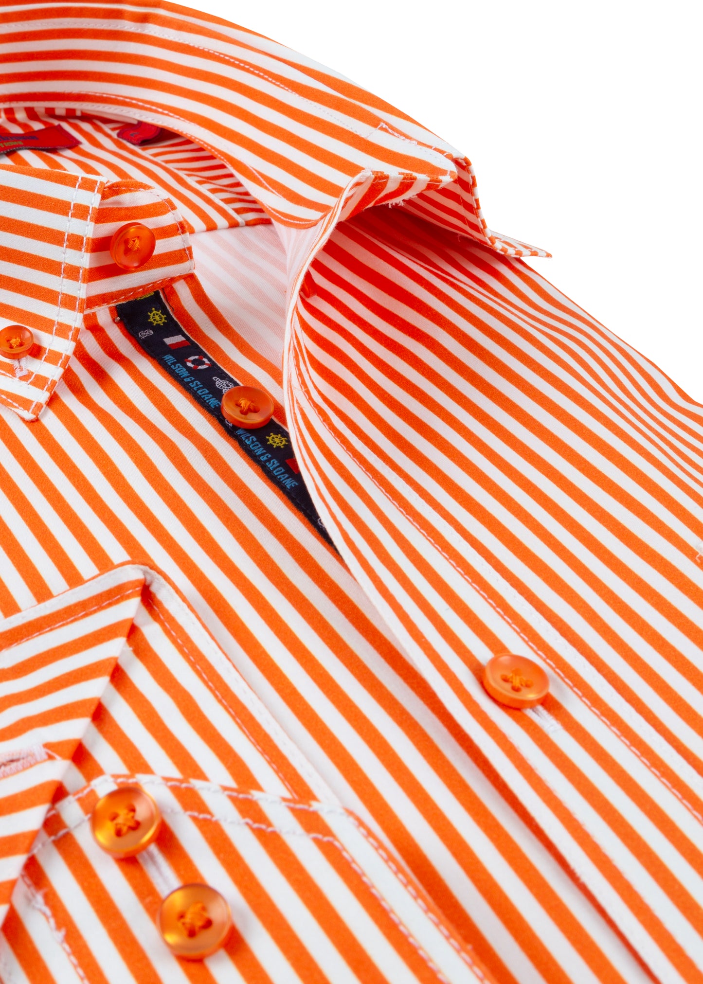 Orange Striped Mens Shirts