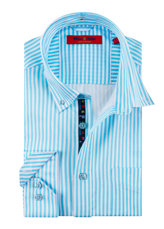 Blue Striped Shirt | Turquoise Bengal