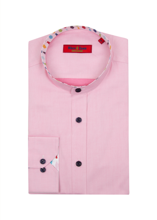 Pink Grandad Collar Shirt