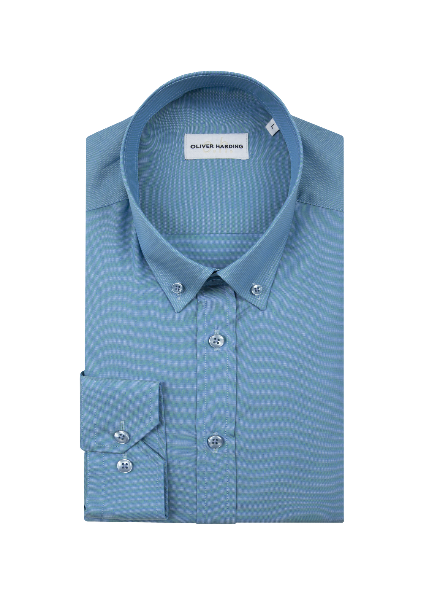 Men's 100% Cotton Indigo Oxford Button-Down Collar, Single Cuff Shirt