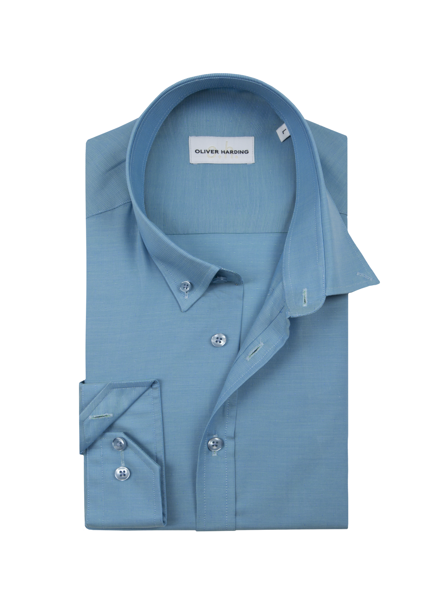 Men's 100% Cotton Indigo Oxford Button-Down Collar, Single Cuff Shirt