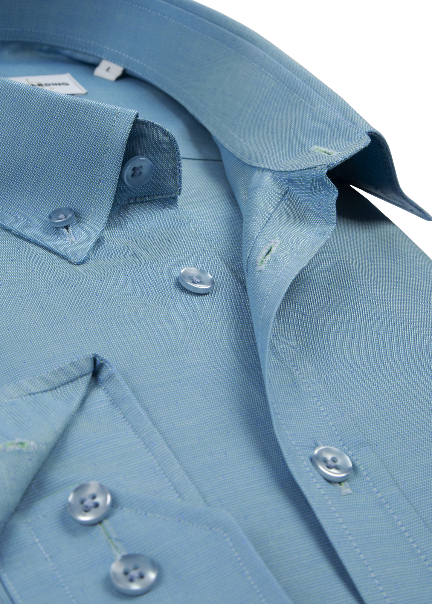 Men's 100% Cotton Indigo Oxford Button-Down Collar, Single Cuff Shirt