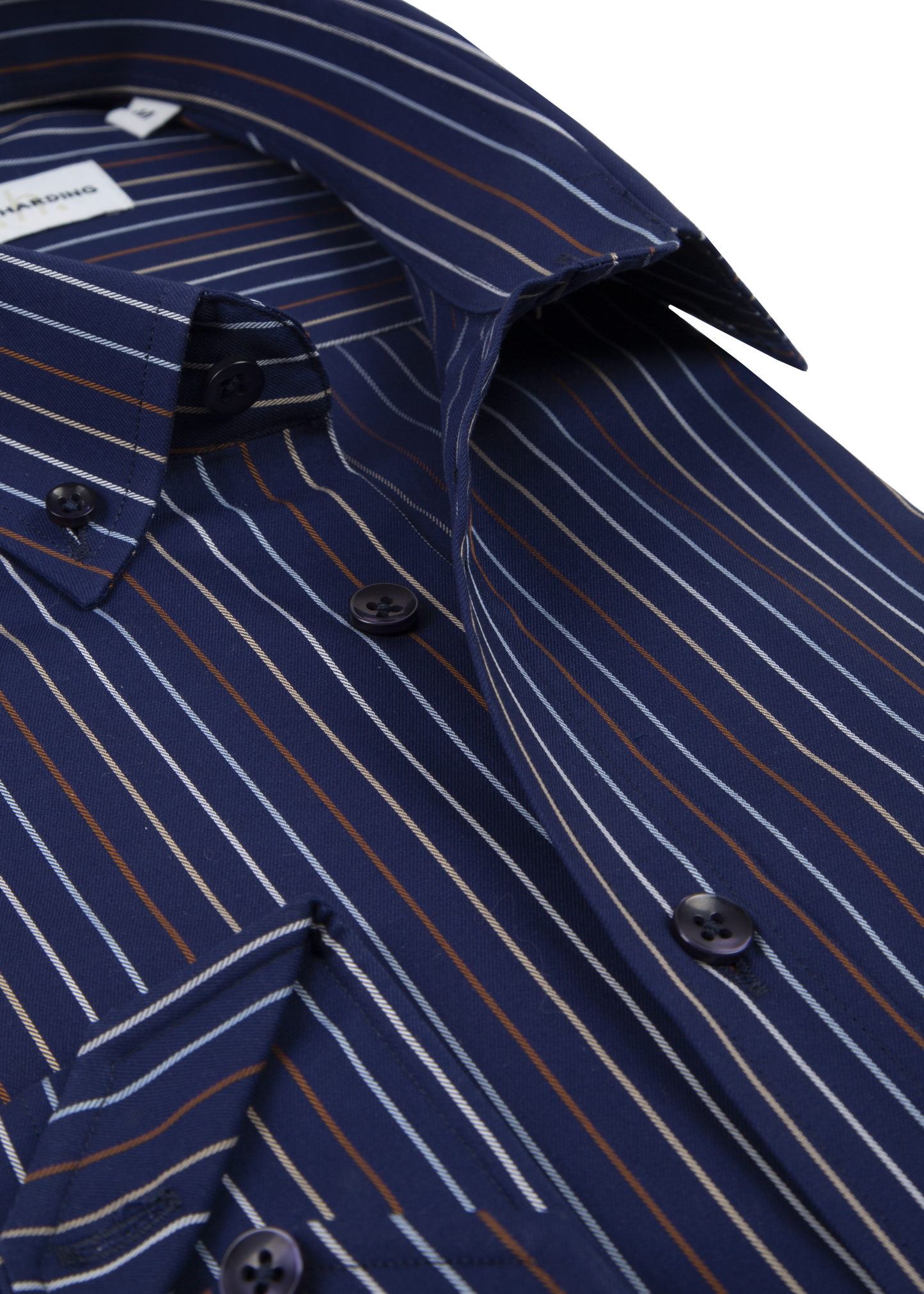 Men's 100% Cotton Navy Blue Stripe Oxford Button-Down Collar, Single Cuff Shirt