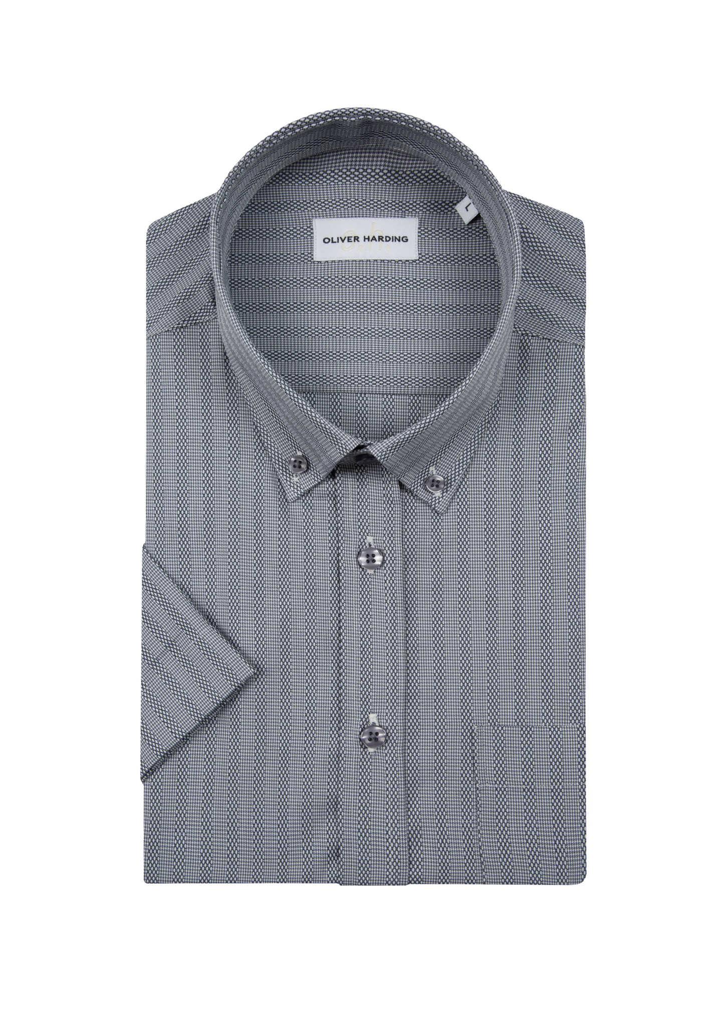 Men's 100% Cotton Navy Blue Short Sleeve Oxford Button-Down Collar Shirt