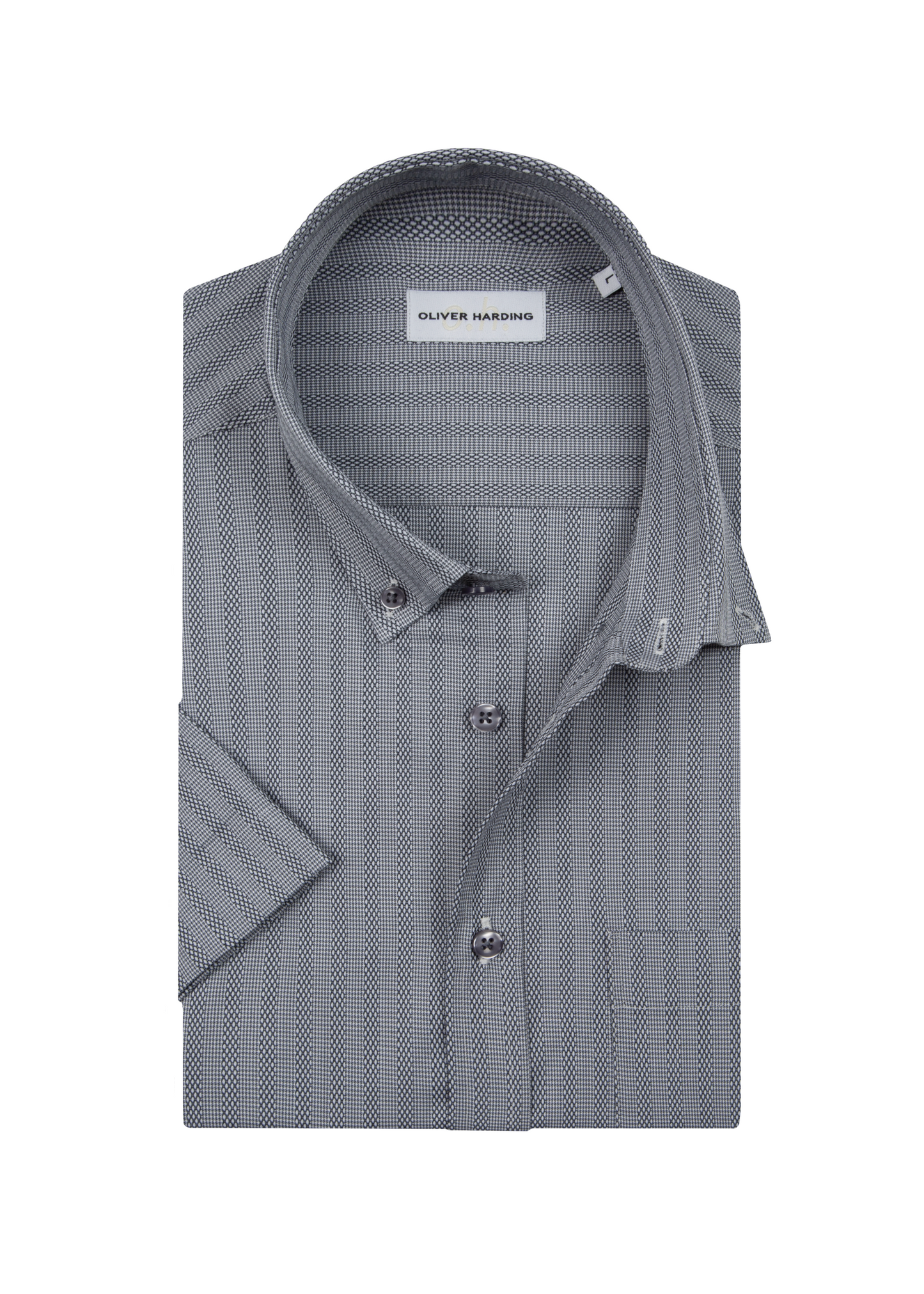 Men's 100% Cotton Navy Blue Short Sleeve Oxford Button-Down Collar Shirt
