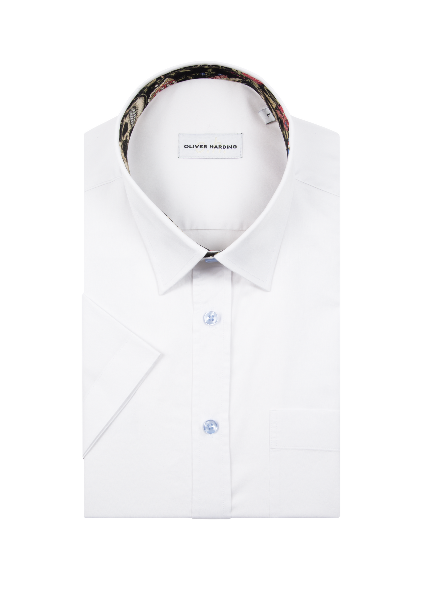 Men's 100% Cotton White Short Sleeve Oxford Button-Down Collar Shirt