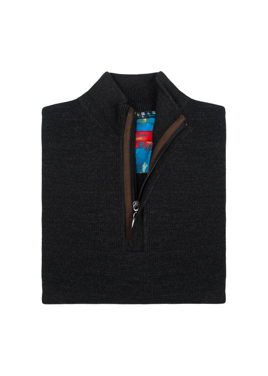 Men's Wool Ottoman Quarter-Zip Jumper
