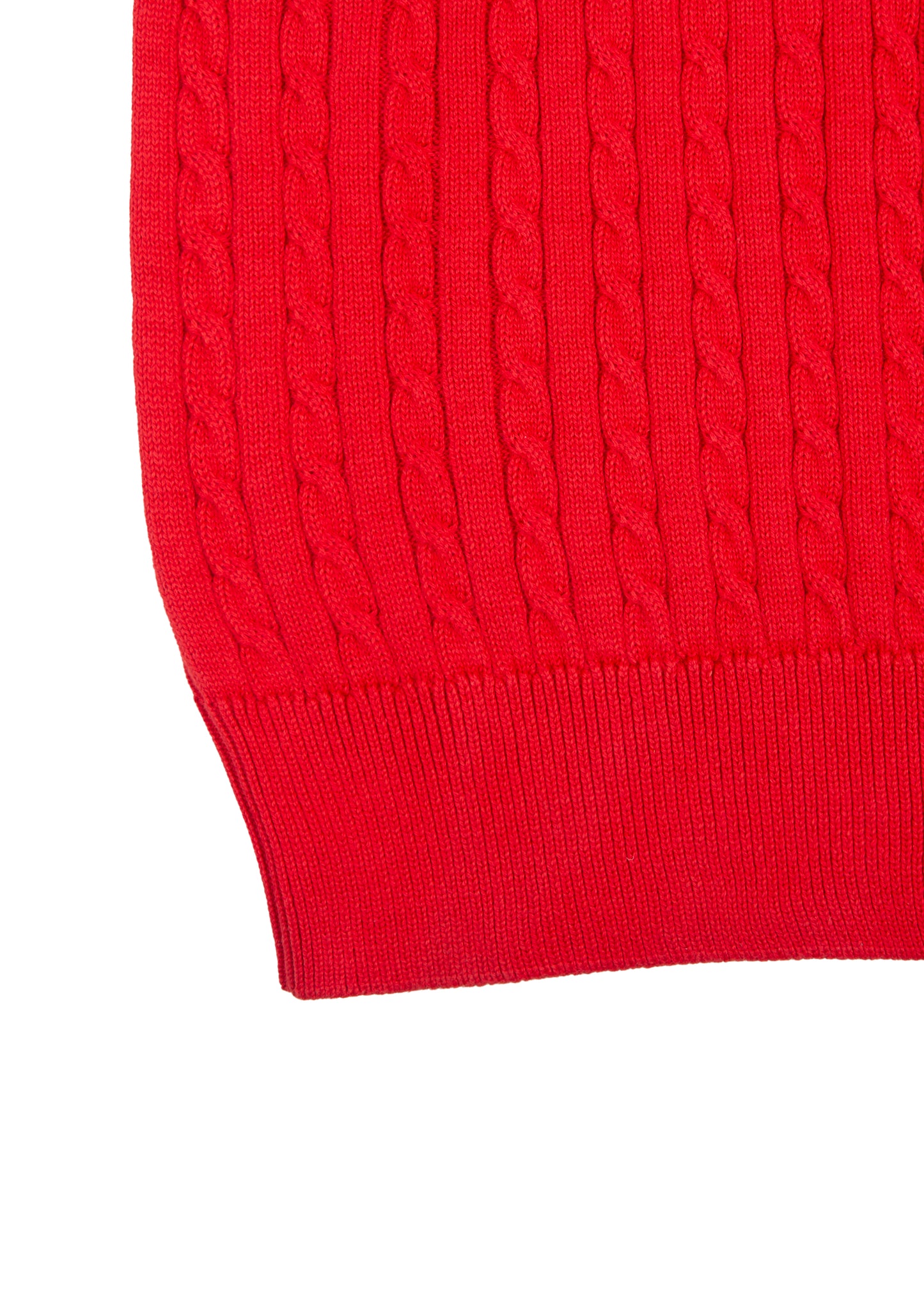 Men's 100% Cotton Red Cable Knit Quarter-Zip Jumper