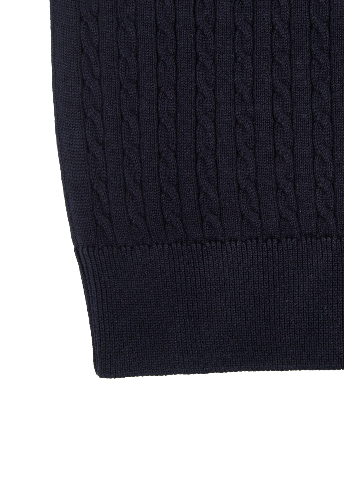 Men's 100% Cotton Navy Cable Knit Crew Neck Jumper