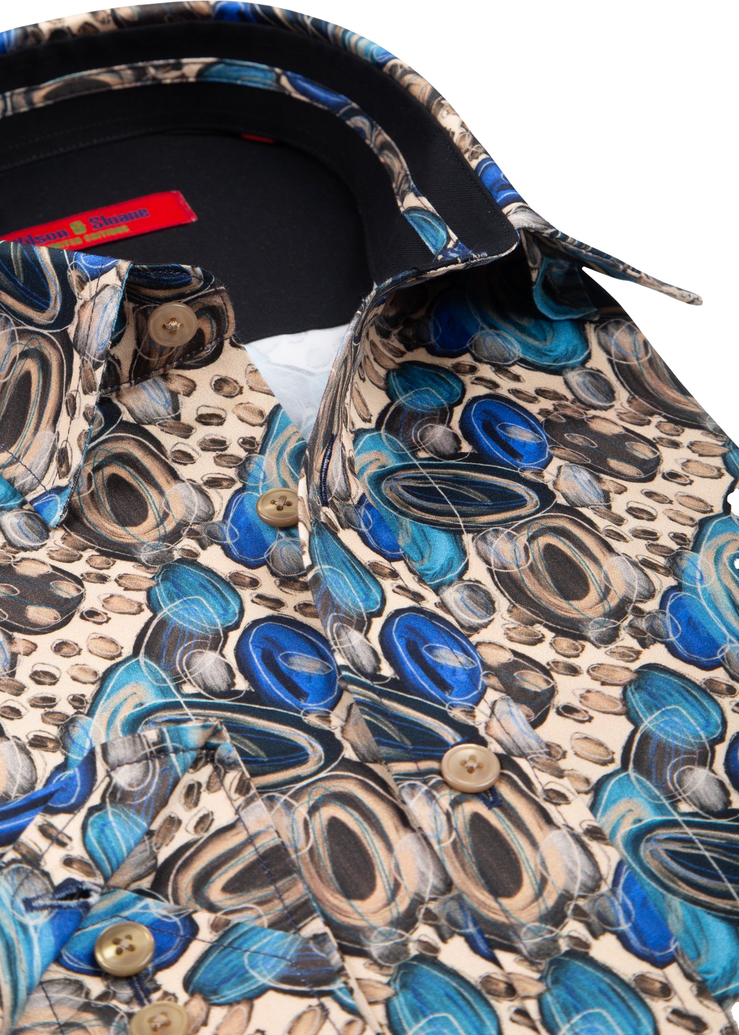 Mens Shirt with Fish Pattern | Oyster Print