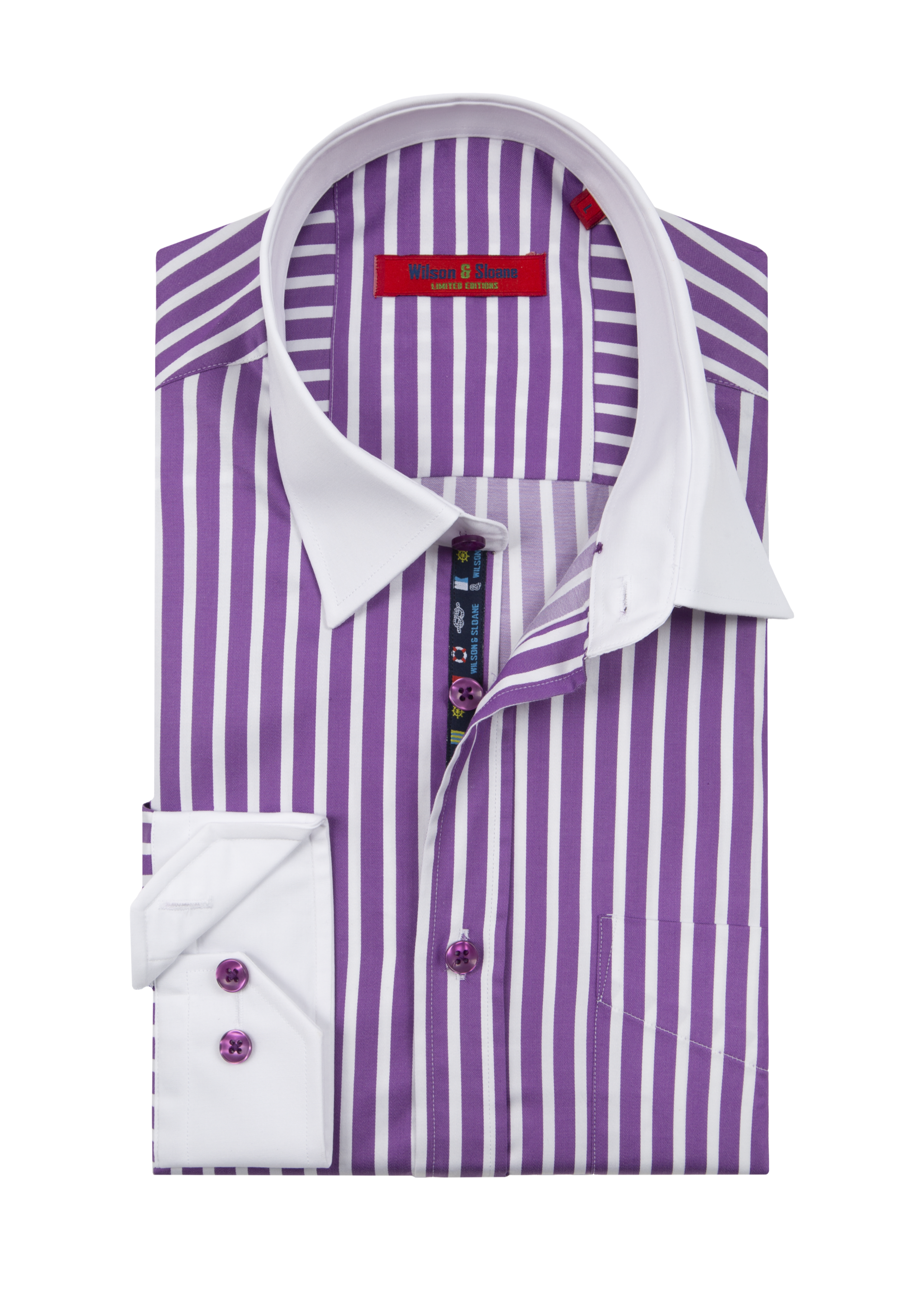 men's purple striped dress shirt