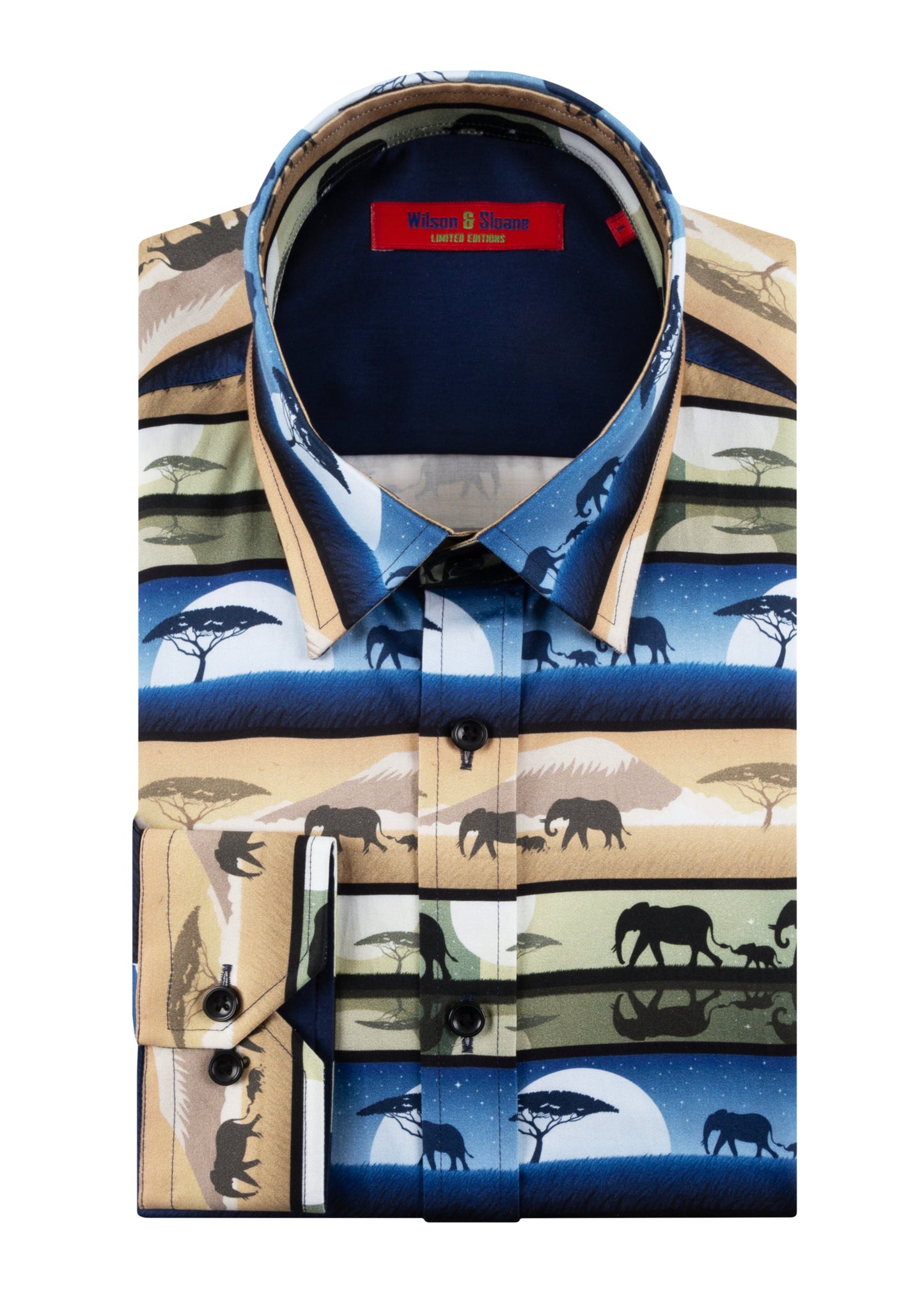 Mens Brown Safari Shirt | Elephant Print Shirt