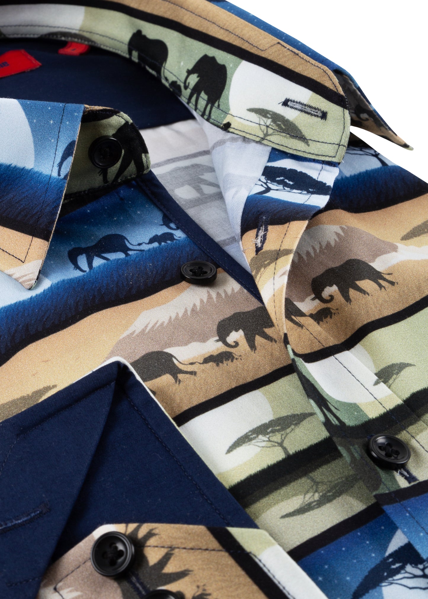 Mens Brown Safari Shirt | Elephant Print Shirt