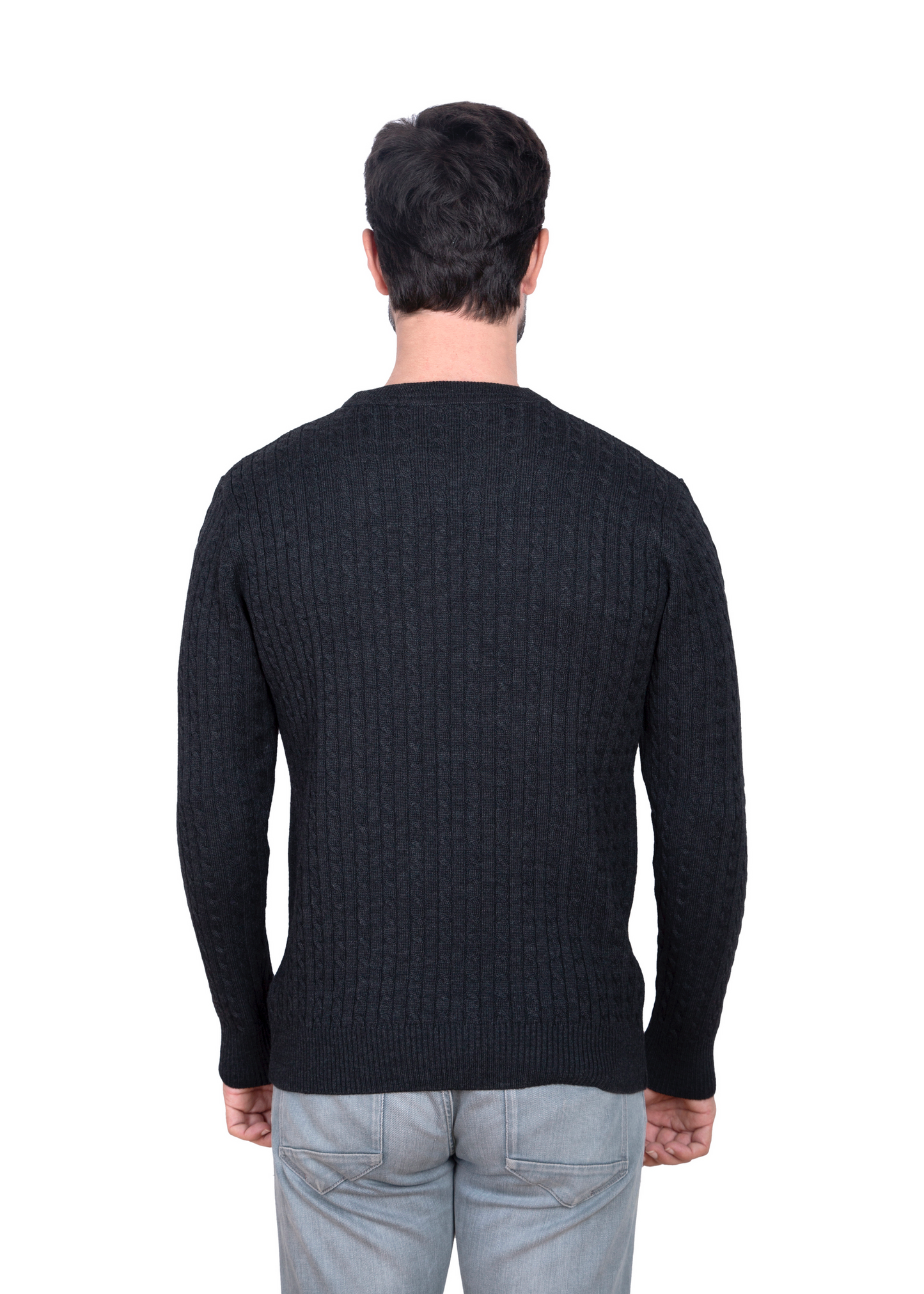 Charcoal Mildura Cable Knit Crew Neck Jumper