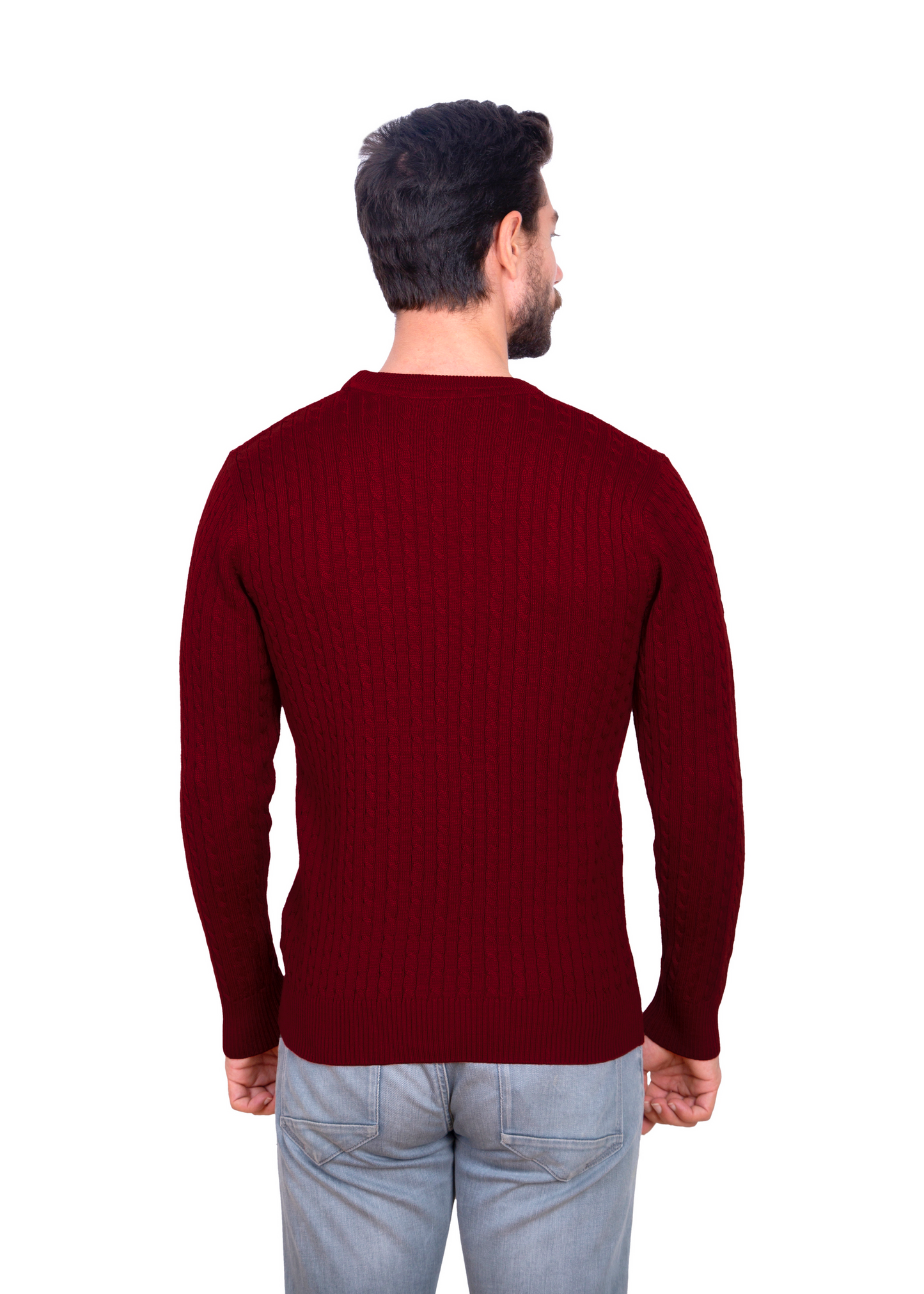 Claret Mildura Cable Knit Crew Neck Jumper