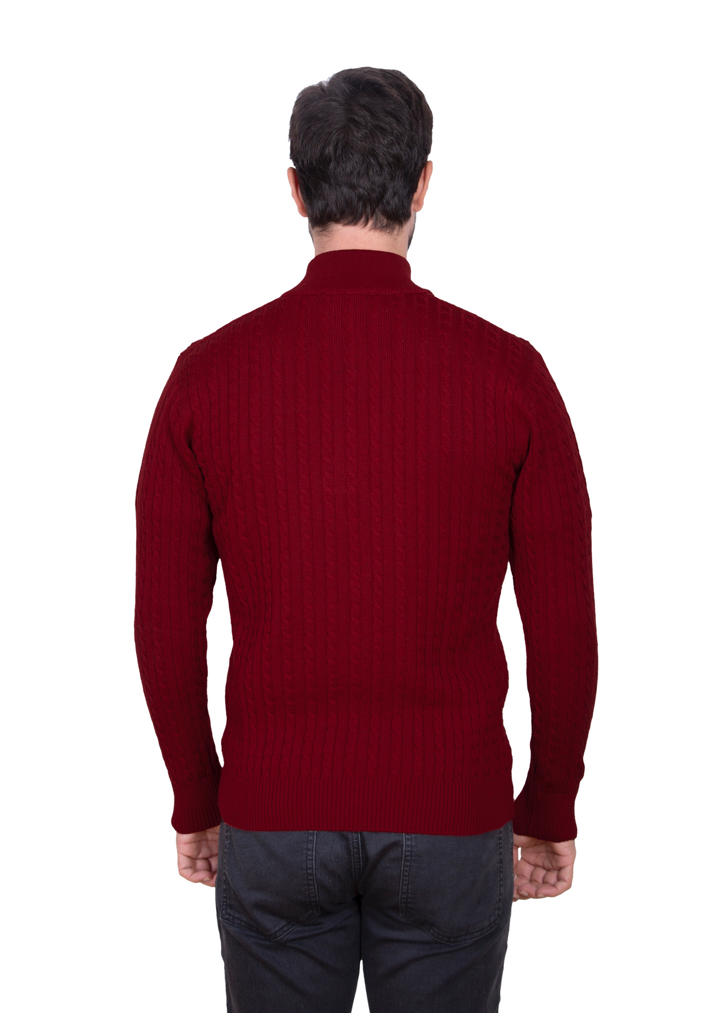 Claret Mildura Cable Knit Quarter-Zip Jumper