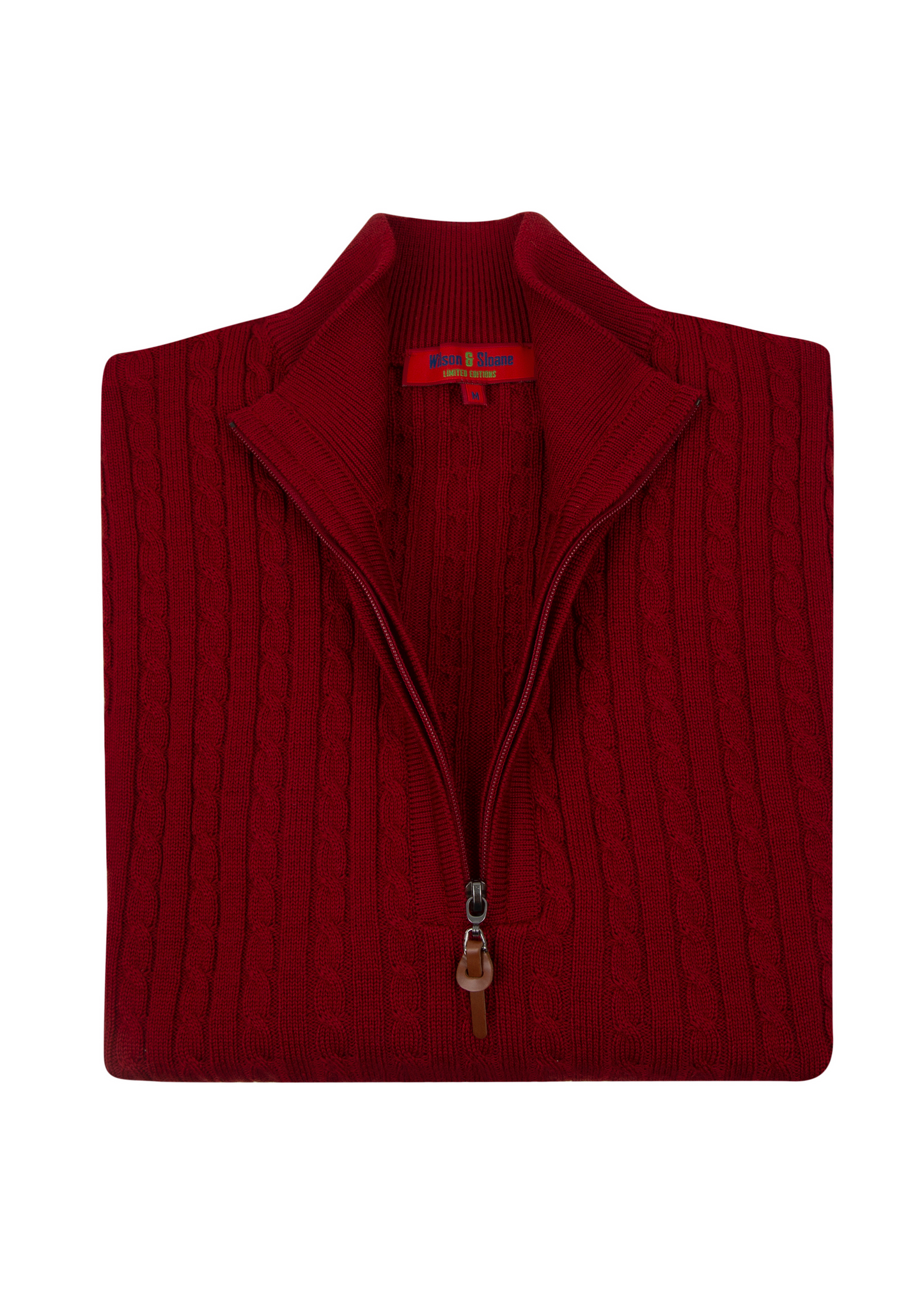 Claret Mildura Cable Knit Quarter-Zip Jumper