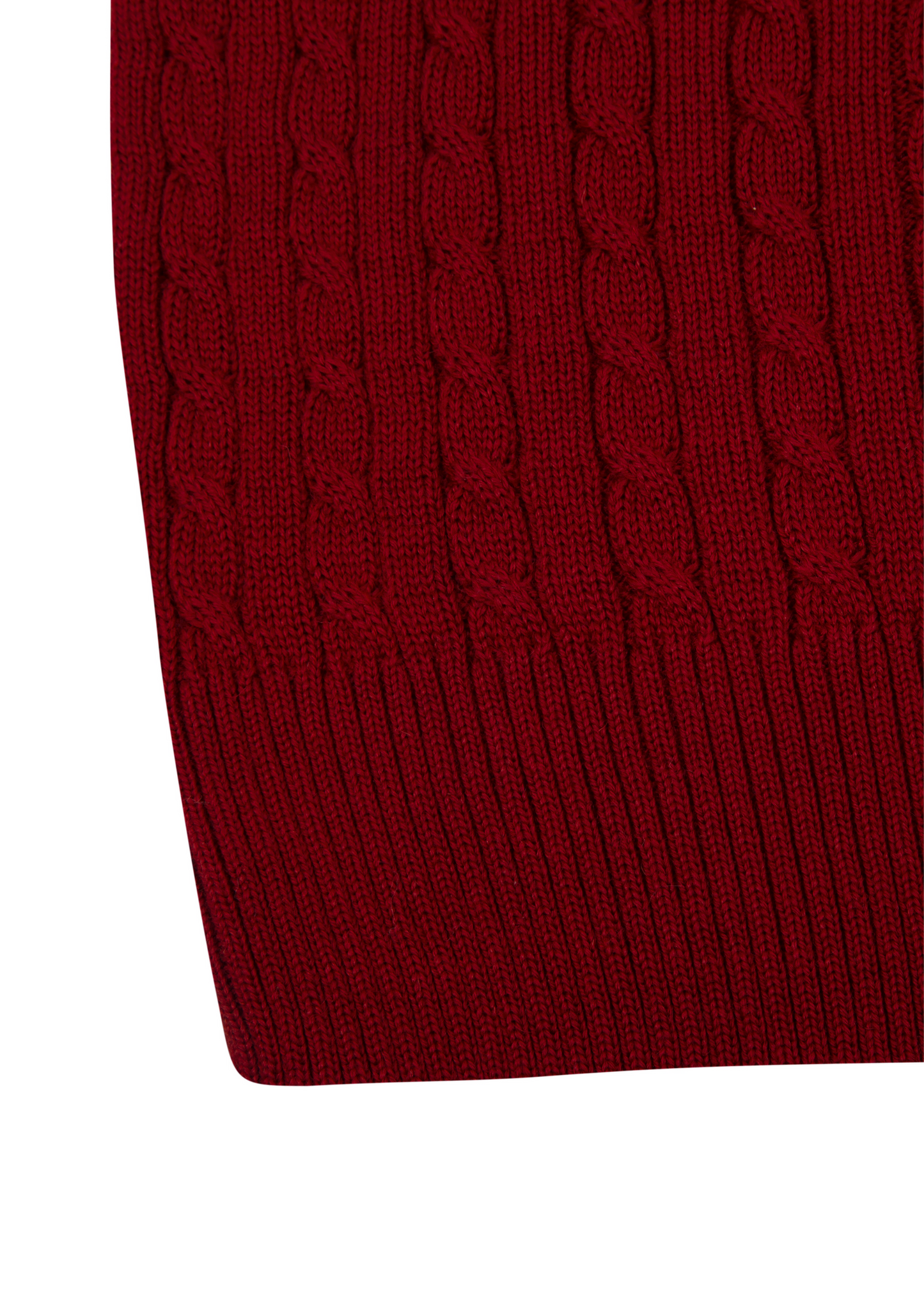 Men's Claret Red Mildura Wool Cable Knit Quarter-Zip Jumper