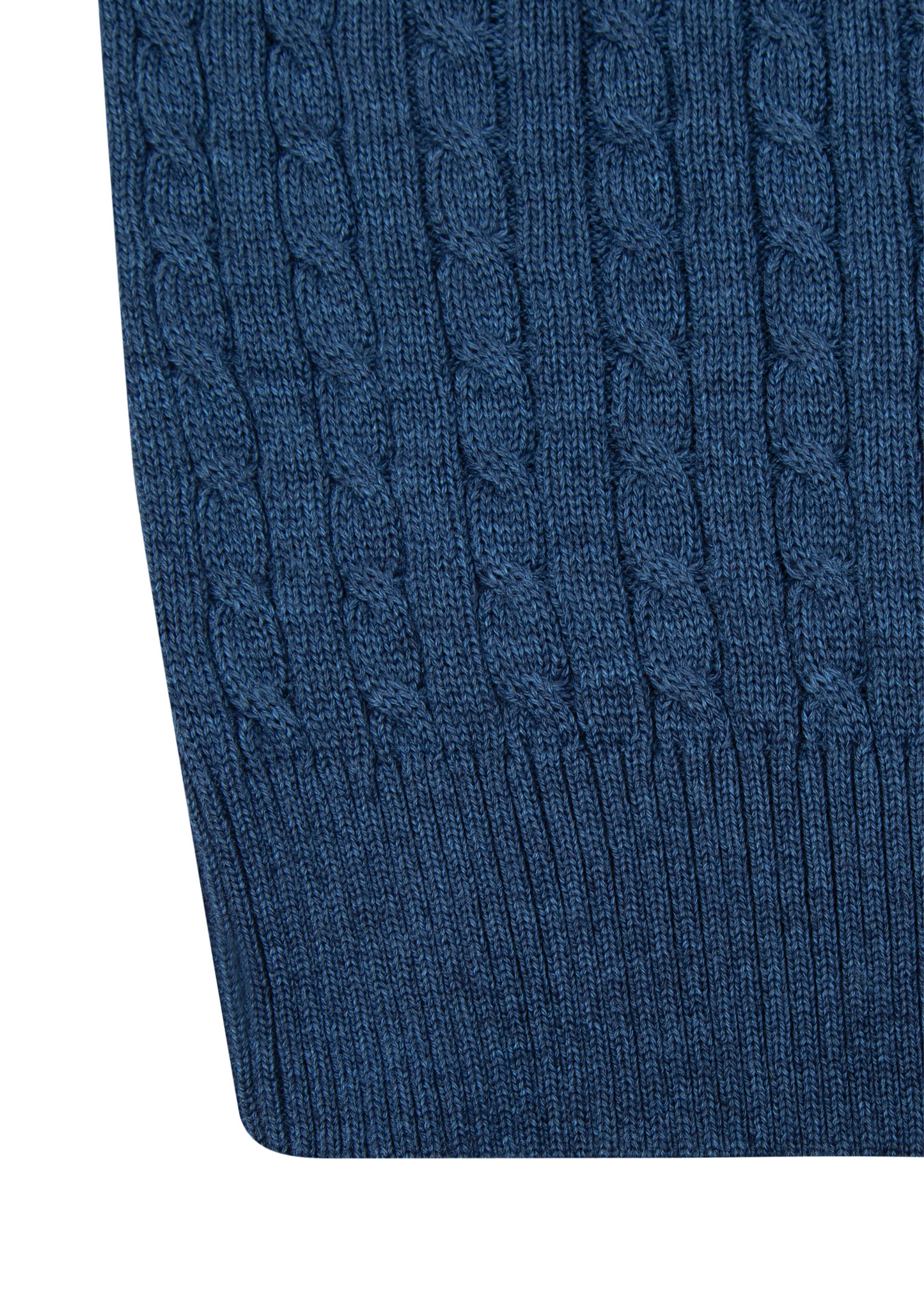 Men's Indigo Mildura Wool Cable Knit Crew Neck Jumper