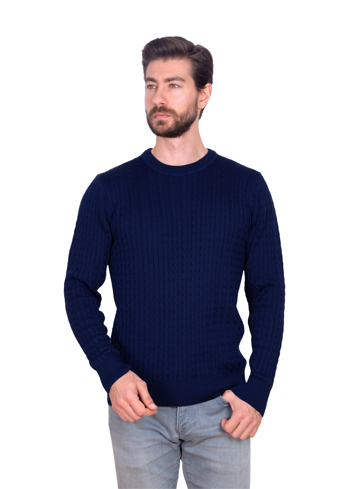 Ink Mildura Cable Knit Crew Neck Jumper