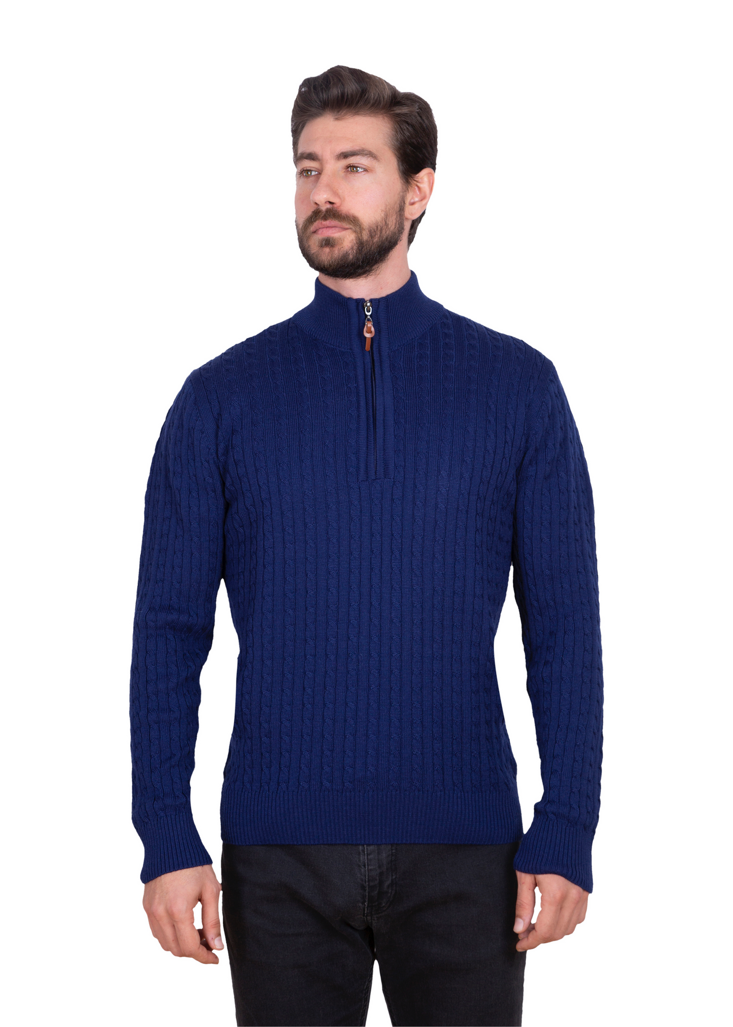 Ink Mildura Cable Knit Quarter-Zip Jumper