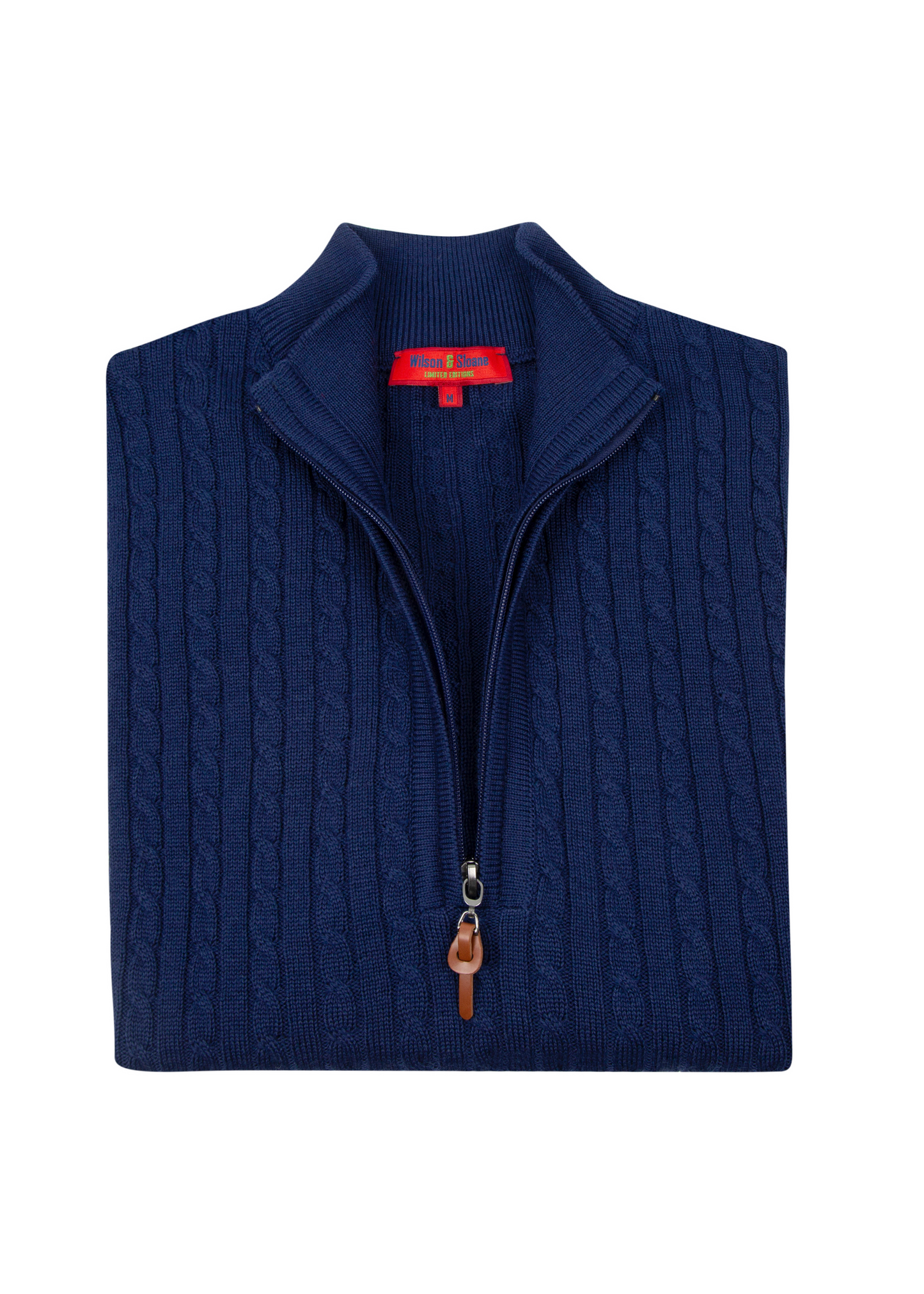 Ink Mildura Cable Knit Quarter-Zip Jumper