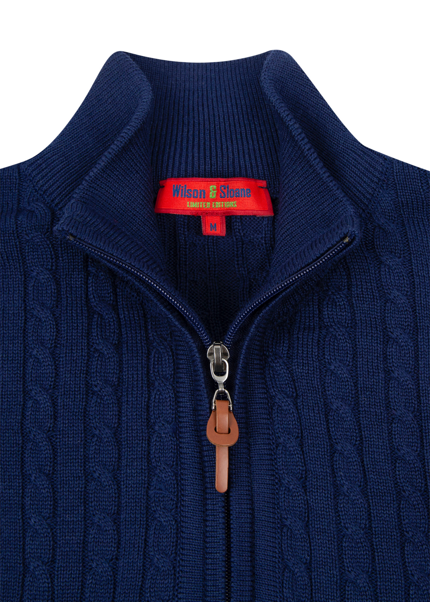 Men's Ink Blue Mildura Wool Cable Knit Quarter-Zip Jumper