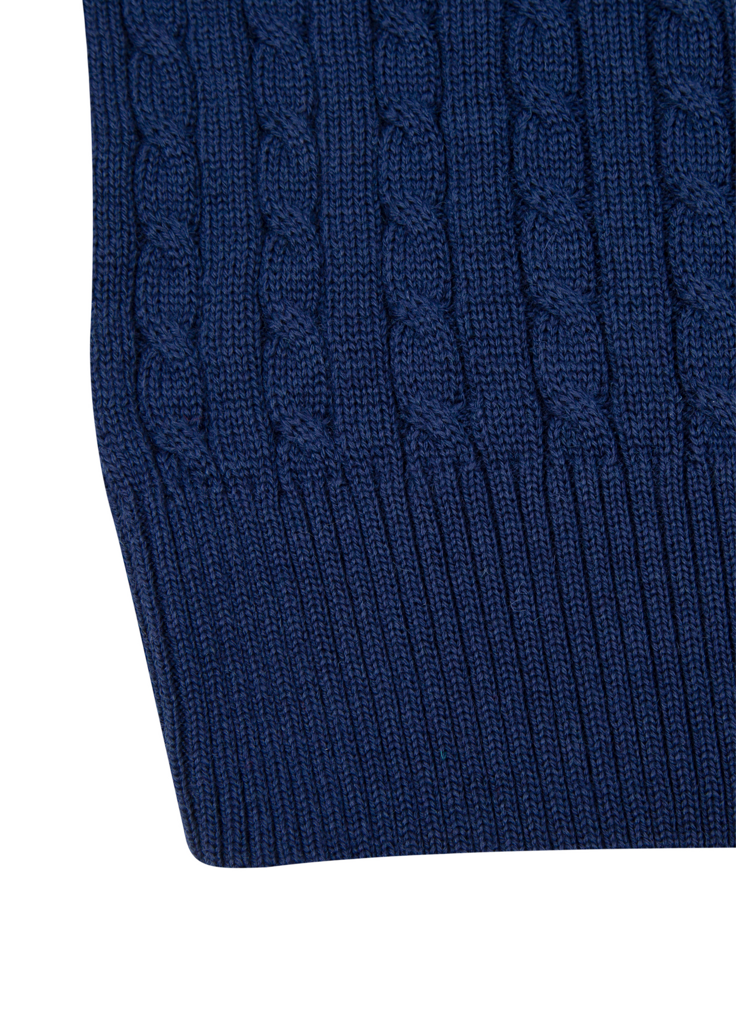 Men's Ink Blue Mildura Wool Cable Knit Quarter-Zip Jumper
