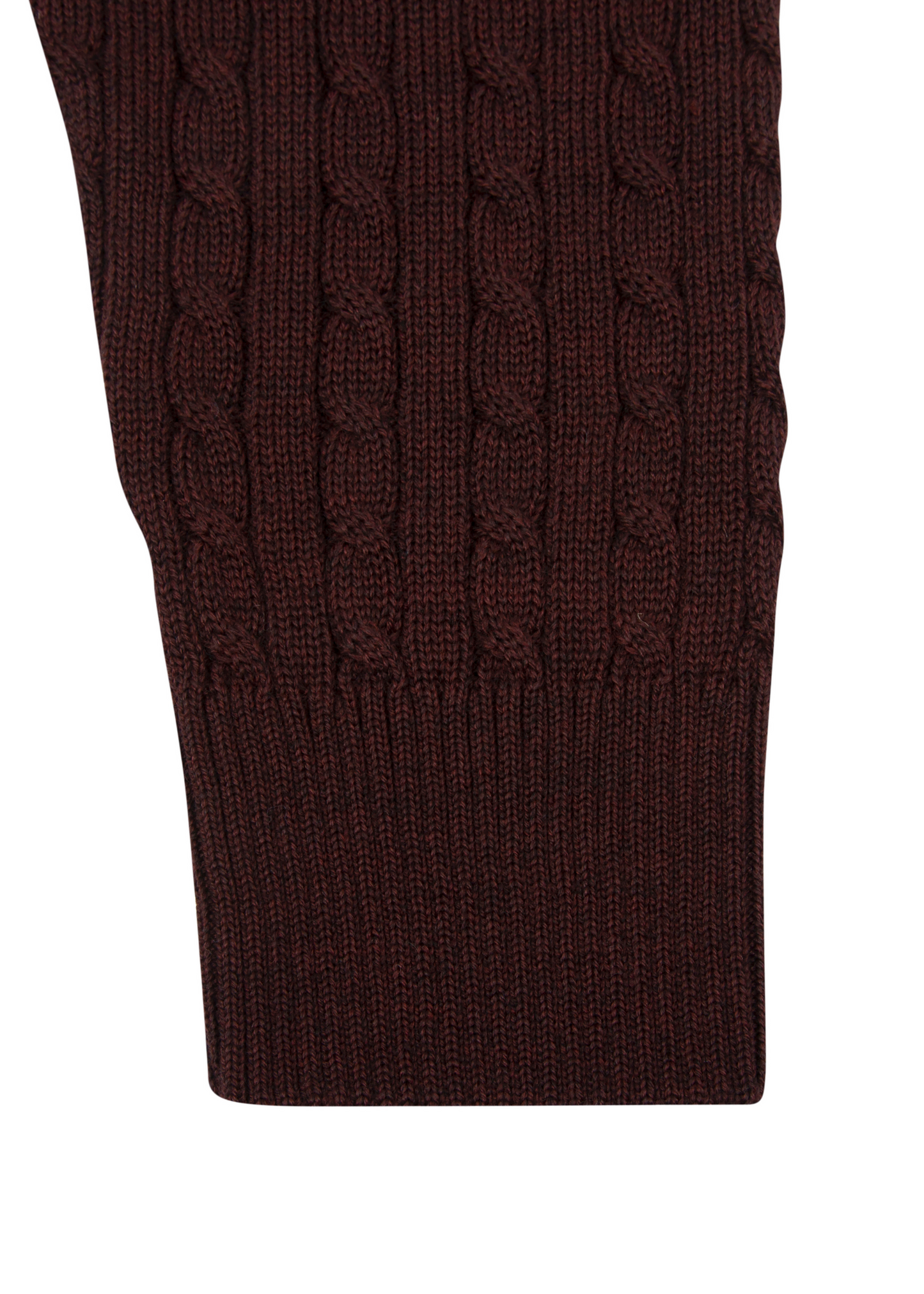 Men's Maroon Brown Mildura Wool Cable Knit Quarter-Zip Jumper