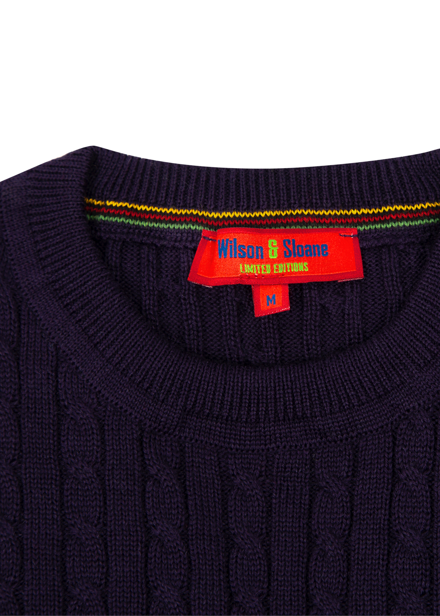 Men's Mulberry Purple Mildura WoolCable Knit Crew Neck Jumper