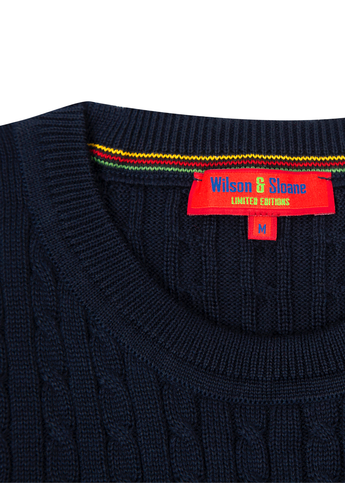 Men's Navy Blue Mildura Wool Cable Knit Crew Neck Jumper