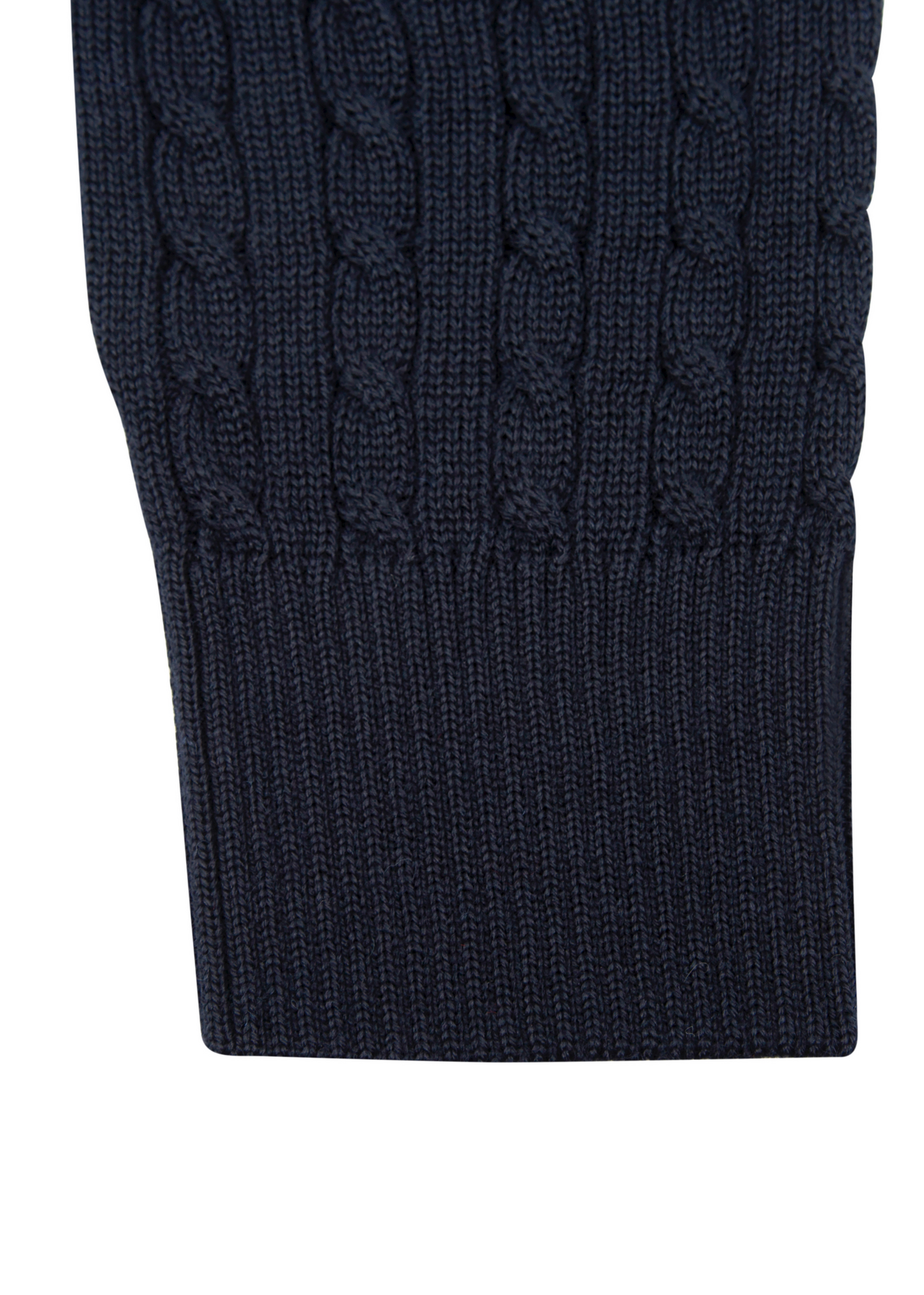 Men's Navy Blue Mildura Wool Cable Knit Crew Neck Jumper
