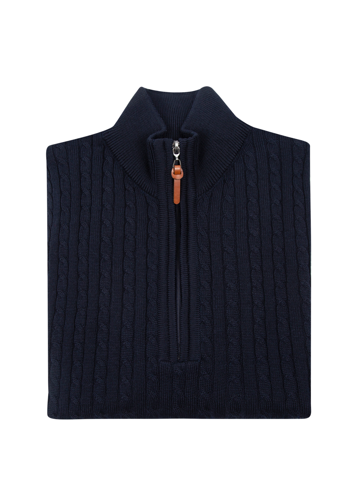 Men's Claret Red Mildura Wool Cable Knit Quarter-Zip Jumper