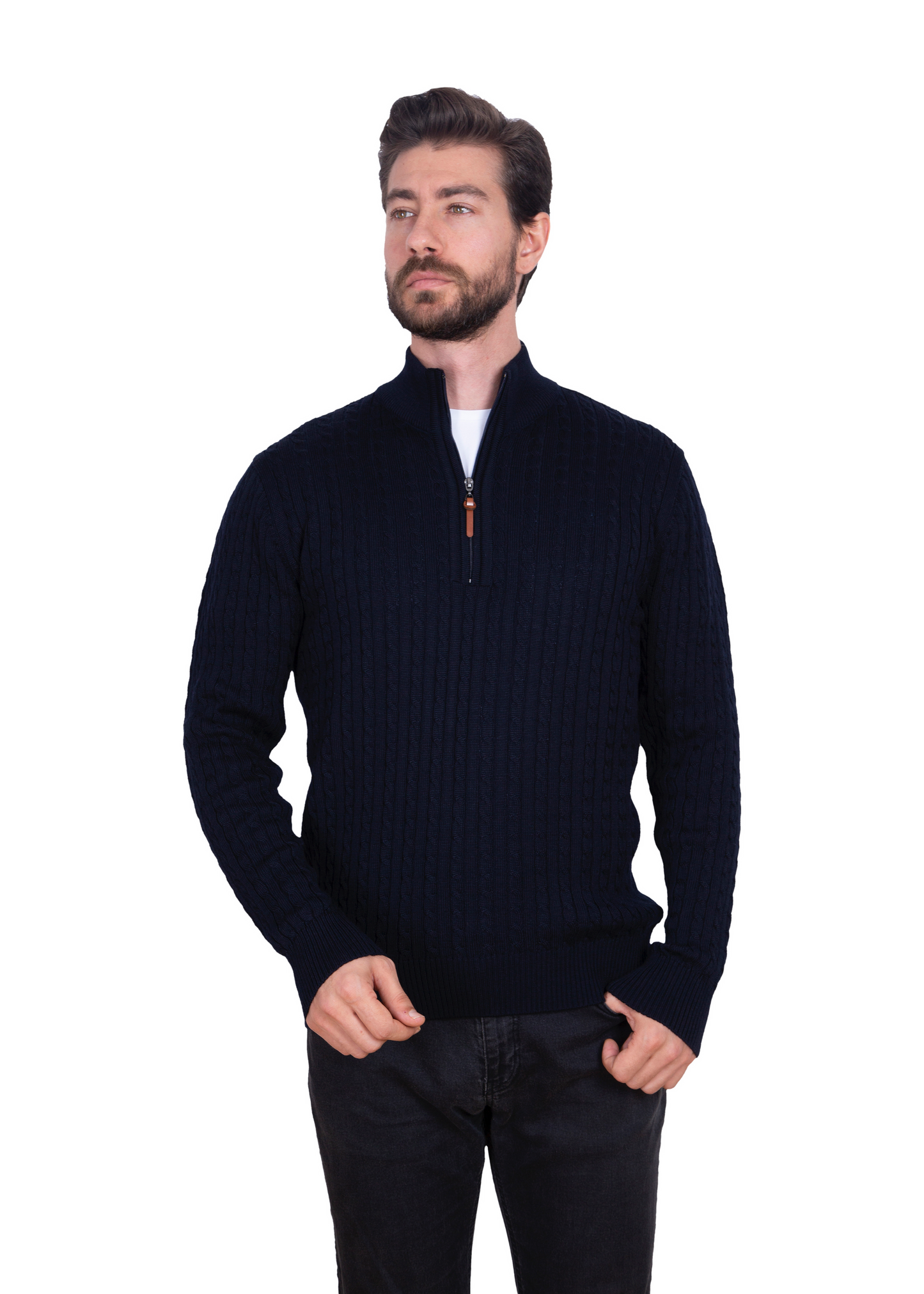 Claret Mildura Cable Knit Quarter-Zip Jumper