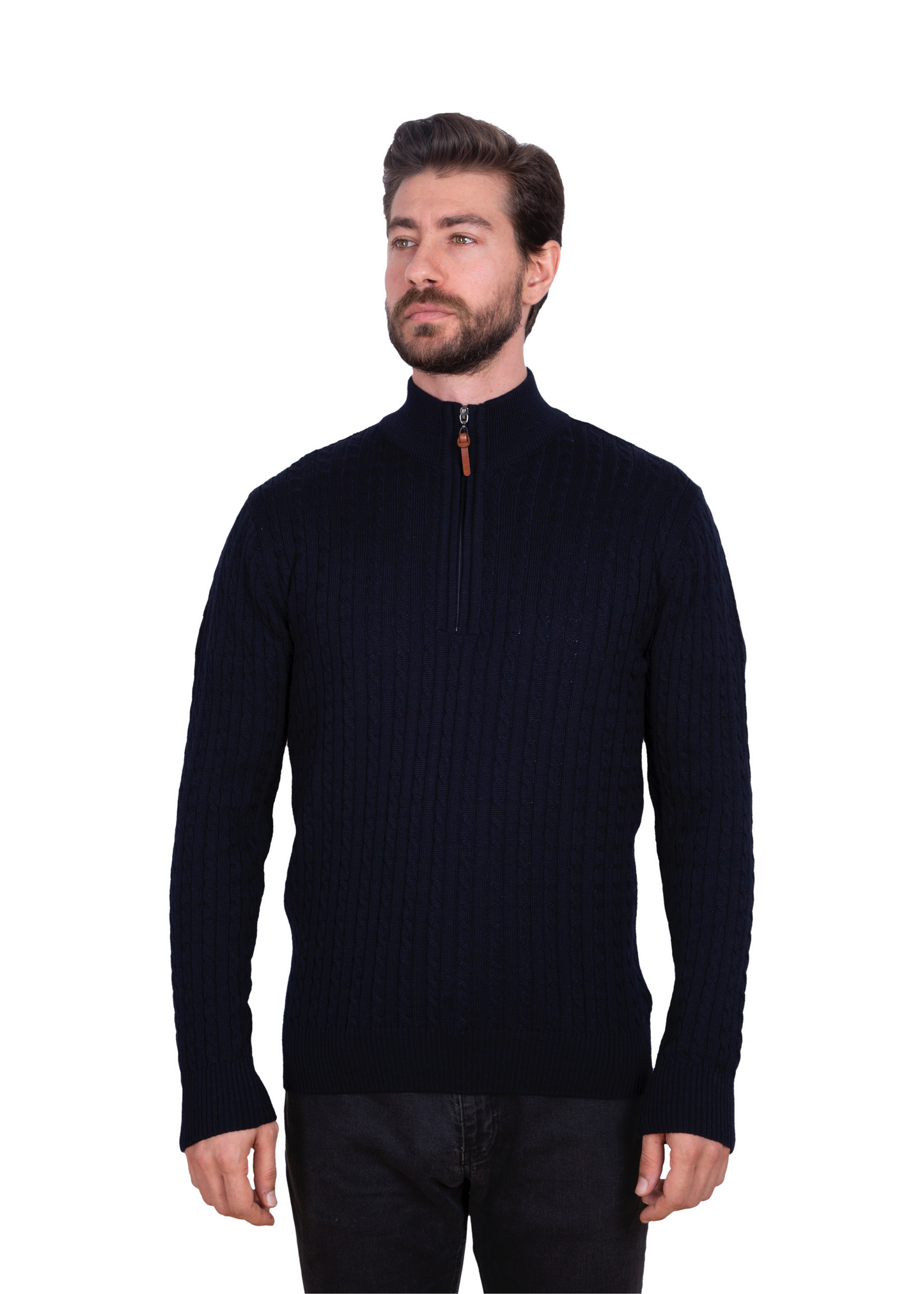 Claret Mildura Cable Knit Quarter-Zip Jumper