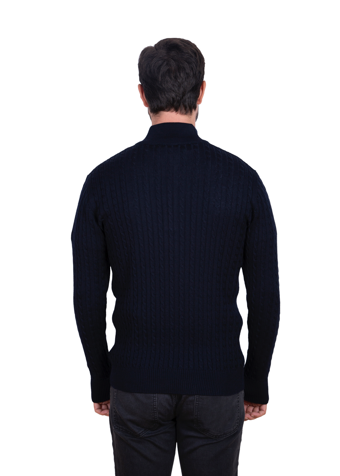 Men's Claret Red Mildura Wool Cable Knit Quarter-Zip Jumper