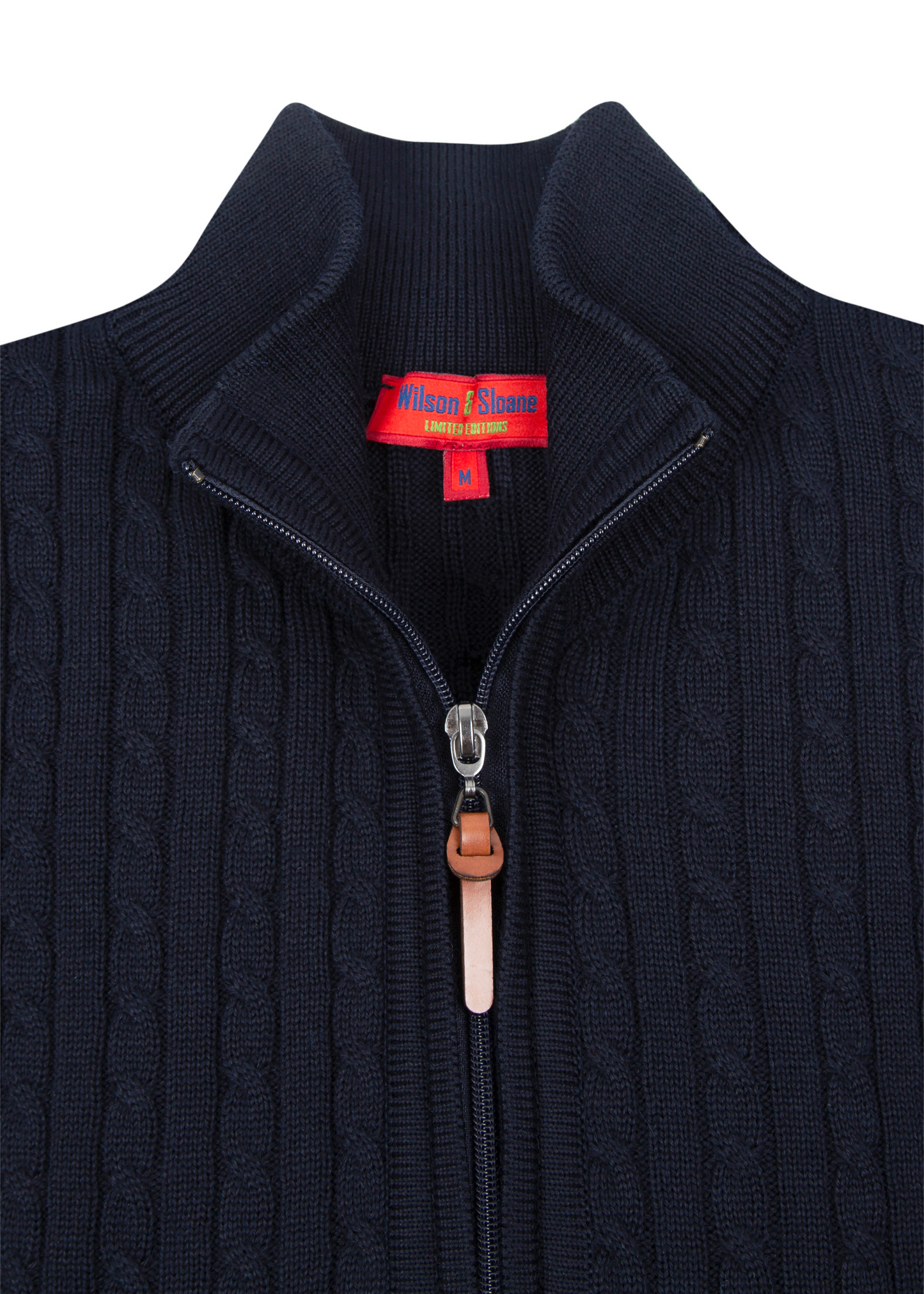 Men's Claret Red Mildura Wool Cable Knit Quarter-Zip Jumper