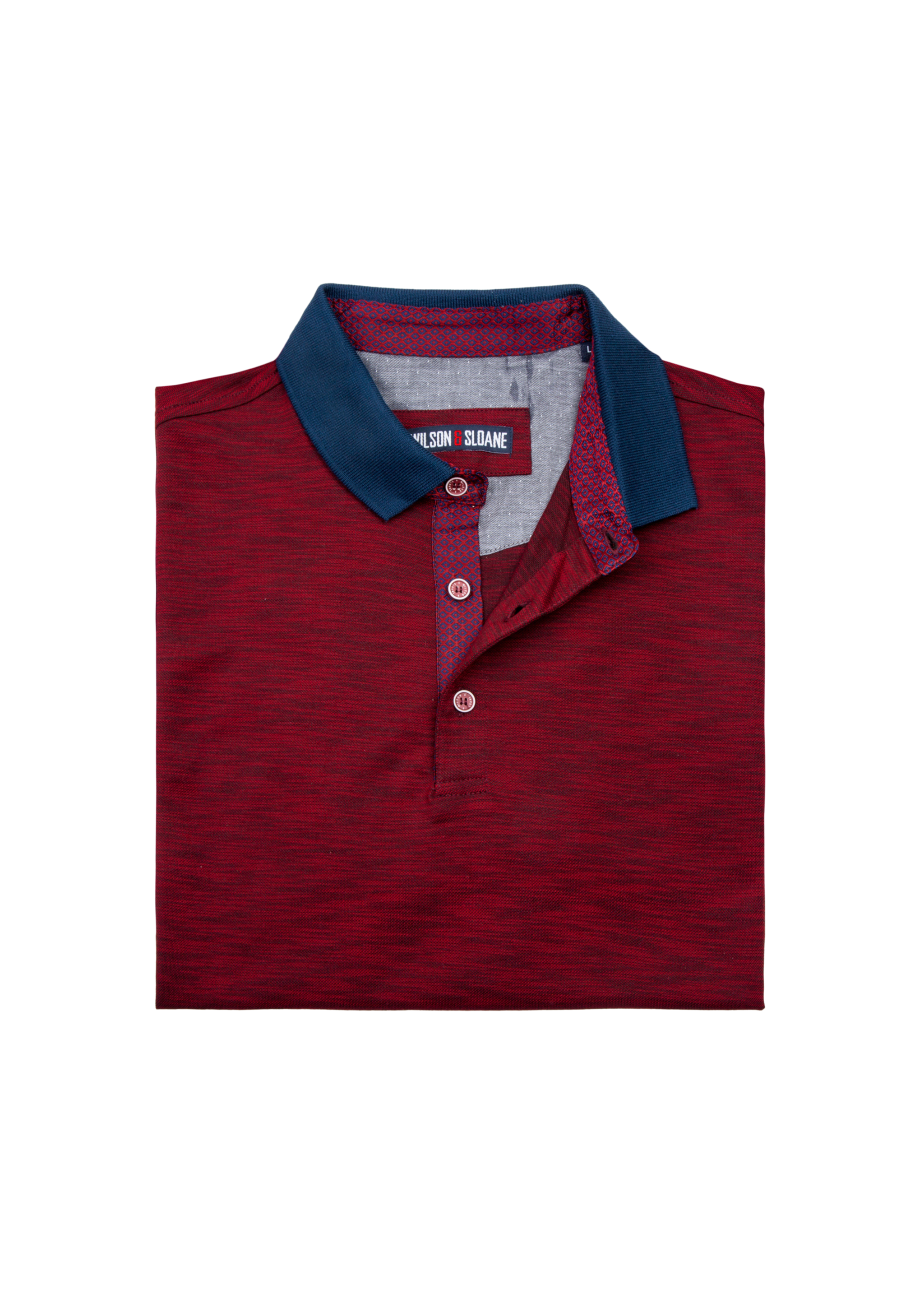 claret and blue polo shirt