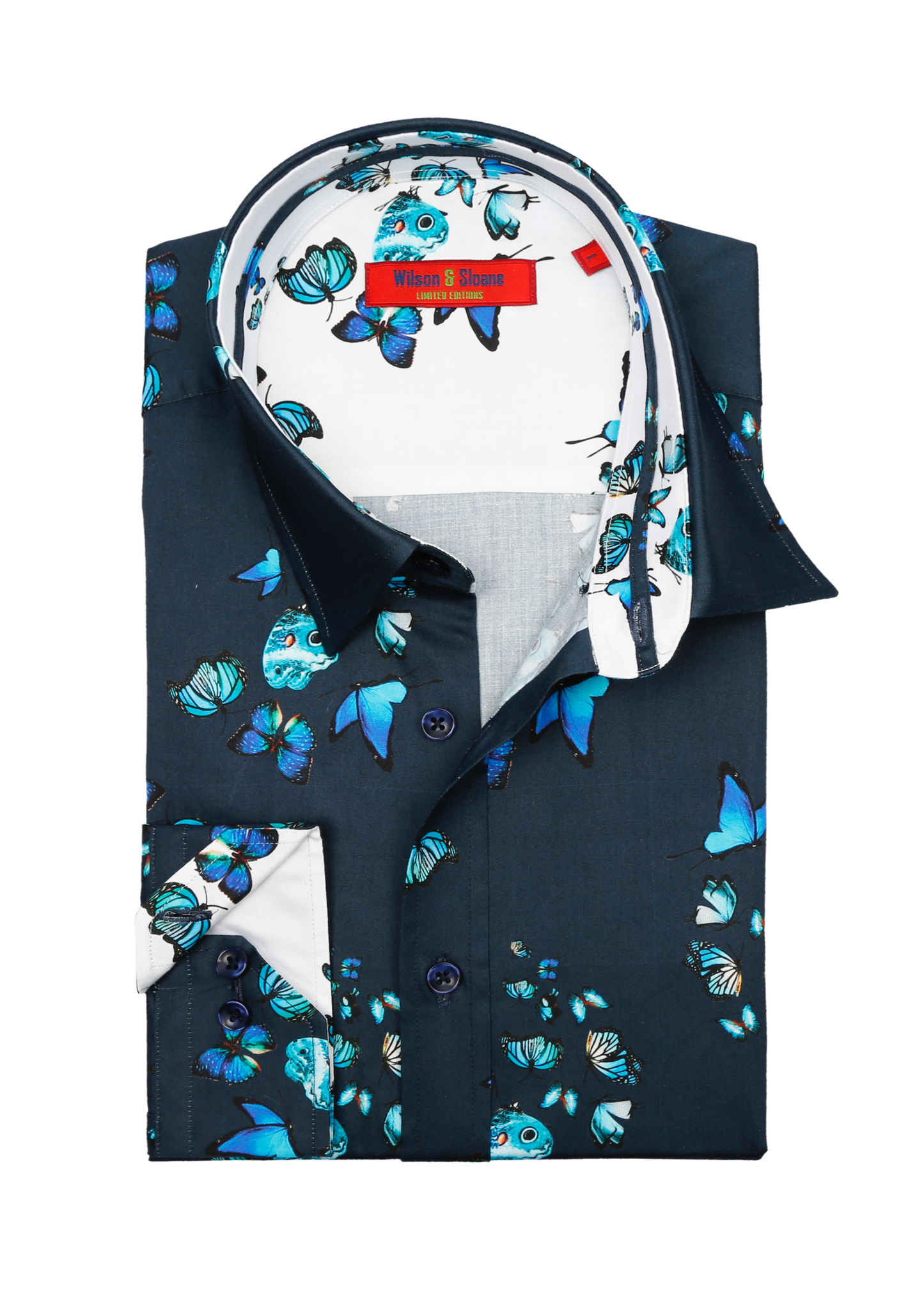Mens Butterfly Print Shirt | Navy