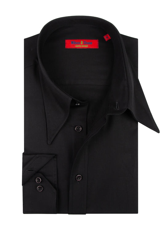 Black Spearpoint Collar Shirt