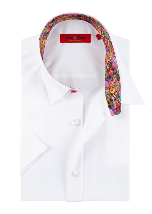 High Quality Men's White Shirt with Lining Detail