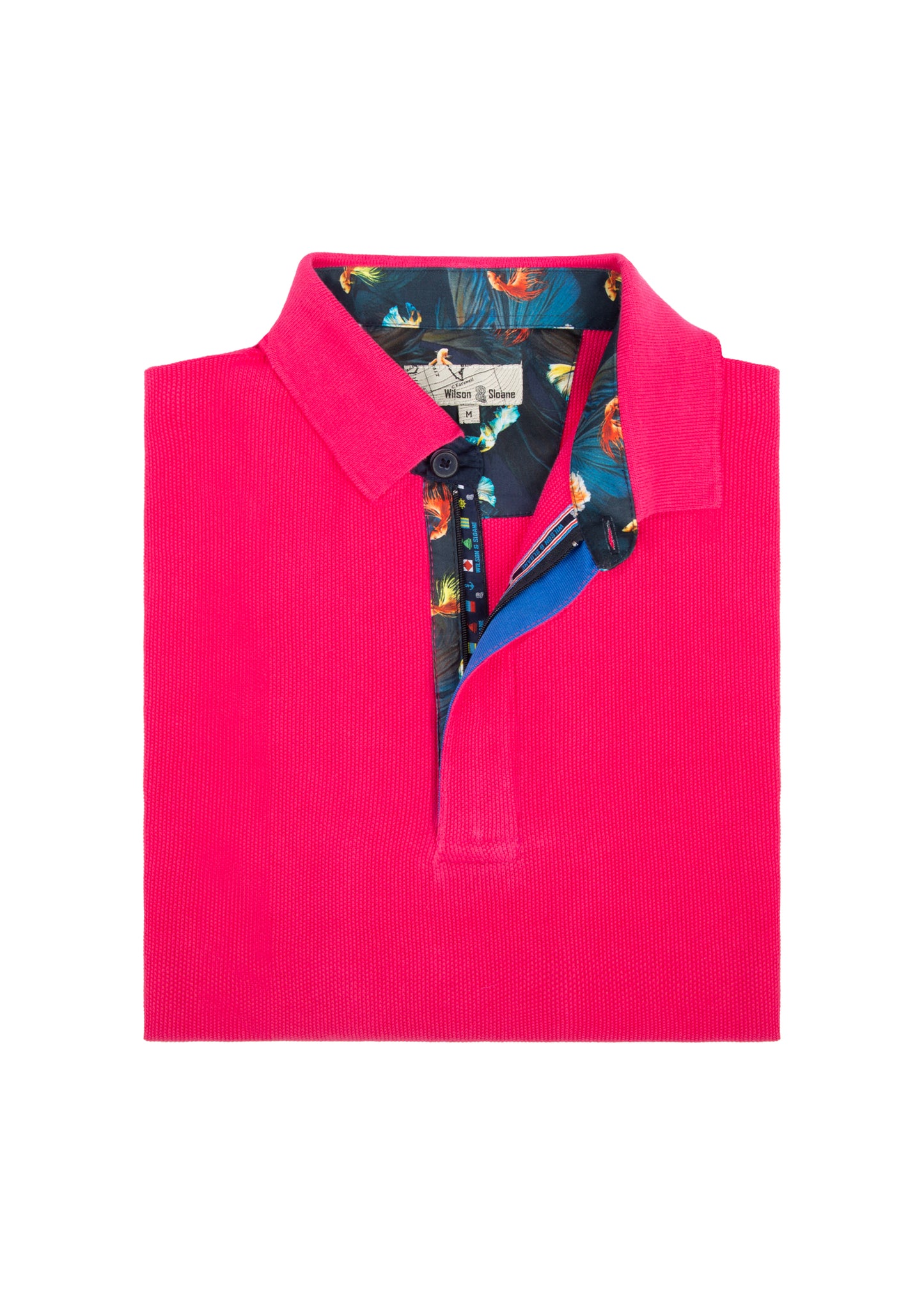 Fuchsia Hitch Polo Neck Quarter-Zip Short Sleeve Top